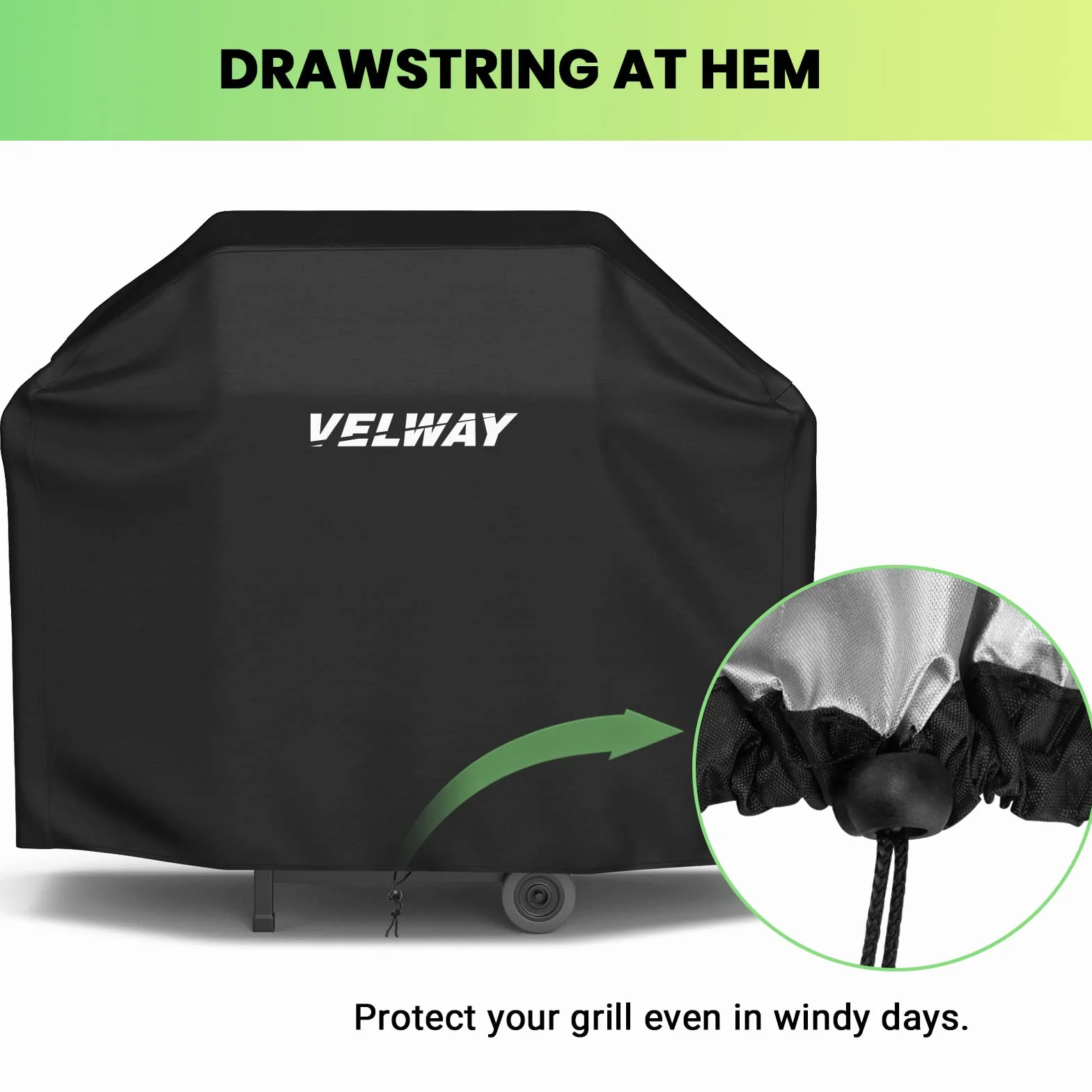 Velway Housse Barbecue 210D Oxford Protection BBQ Gaz 147x61x117cm Noir