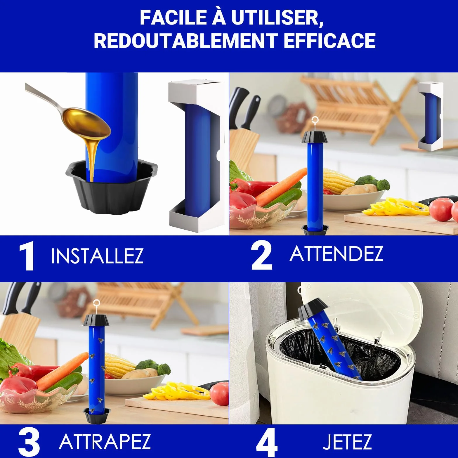 Pièges anti moucherons lot de 3 grands pièges ultra-collants sans insecticide pour cuisine intérieur