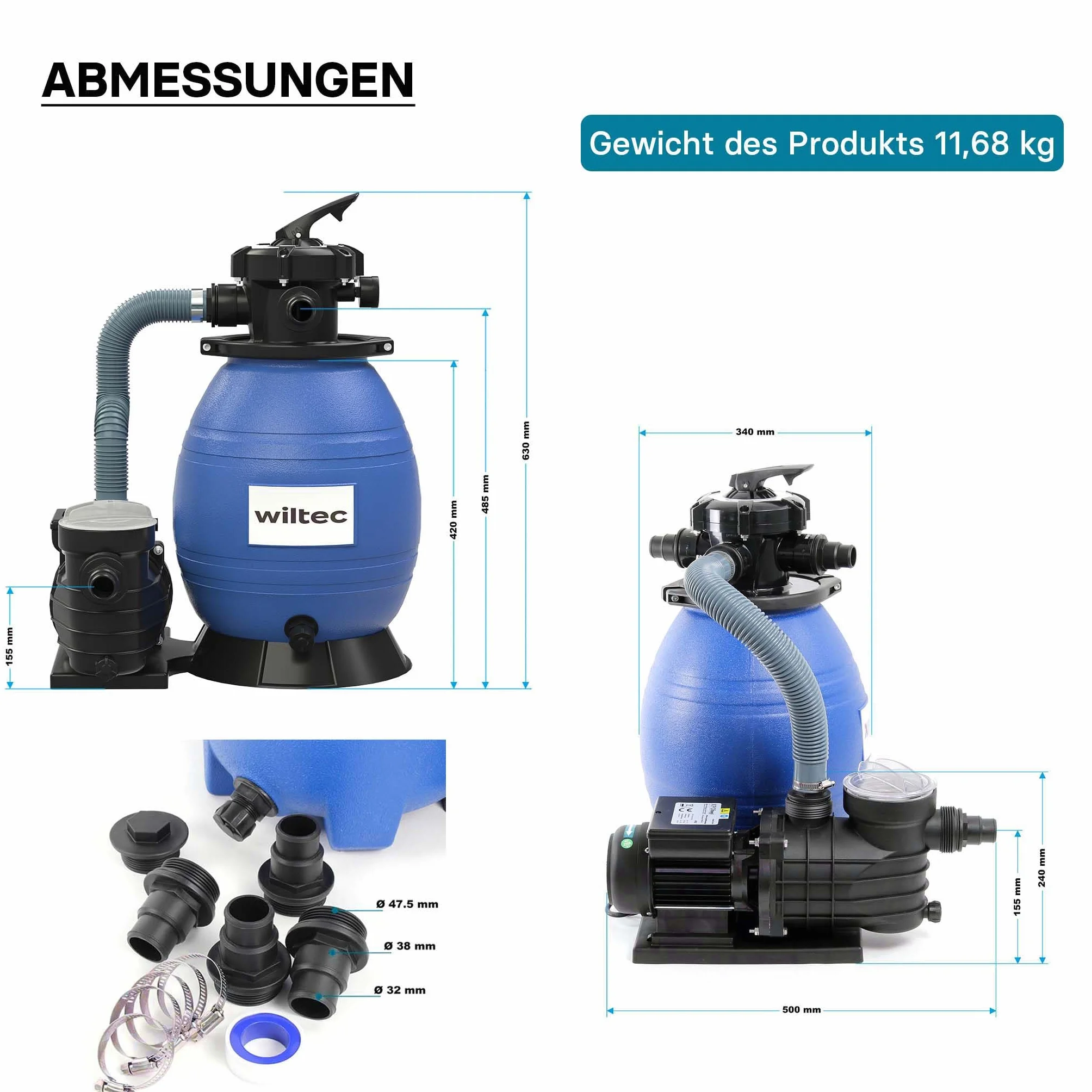 XPOtool Filtre à sable et particules 250 W 26 l 10 000 l/h Vanne 5 positions Pompe de filtrage auto-amorçante Cuve de filtration Piscine hors-sol
