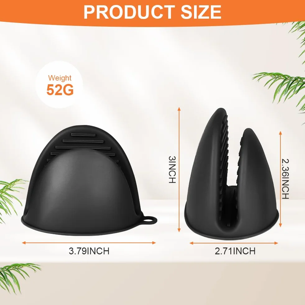 Gants de Cuisine épais en Silicone, 1 Paire Résistant à la Chaleur Antidérapants pour Cuisiner Barbecue Cuisson (Noir)