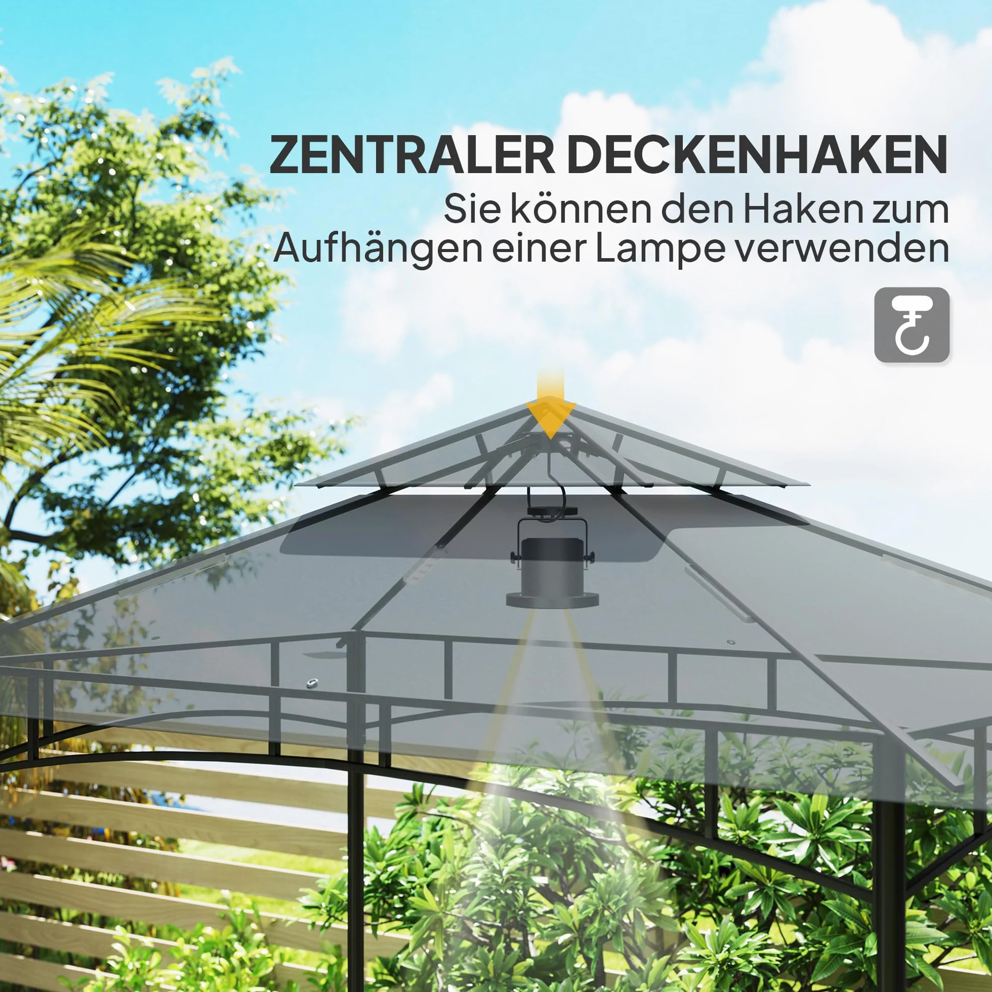 Outsunny Pavillon de barbecue avec LED 240 x 150 x 258 cm hydrofuge ignifuge toit double couche étagères latérales protection UV