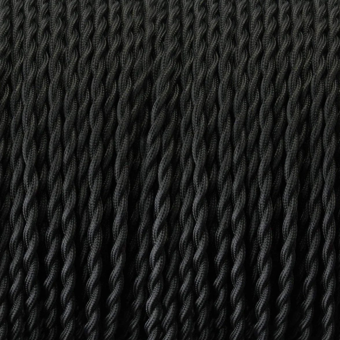 GreenSun Câble Electrique Textile 10M - Rétro Corde de chanvre tressé torsadée Câble 2x0,75 mm², 2 fils torsadés toronnés，pour DIY Pendentif Lampe, Noir