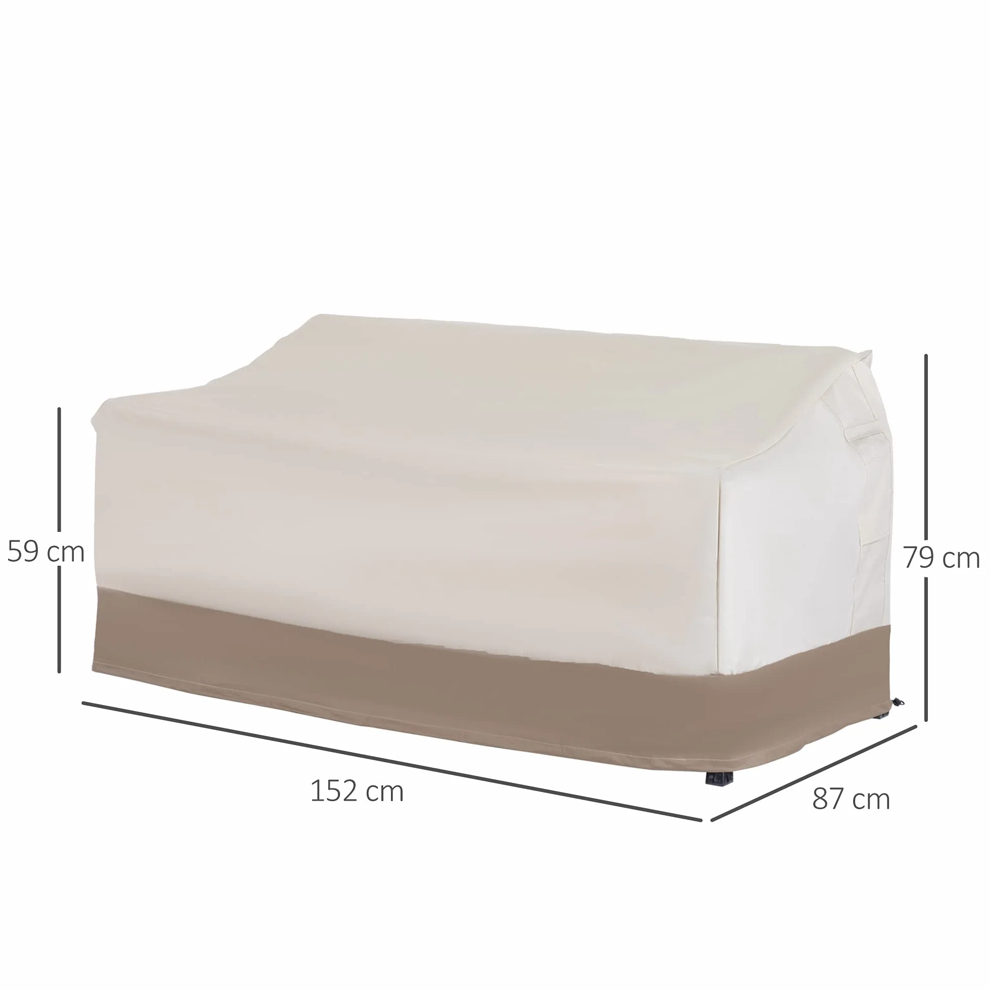 Outsunny Housse de Protection imperméable pour Banc 3 Places 218 x 111 x 63/101 cm Beige/Café