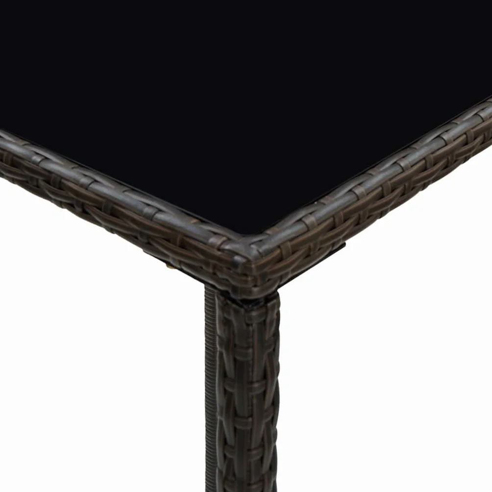 Table de Bar de Jardin Marron 70x70x110 cm Résine tressée Verre