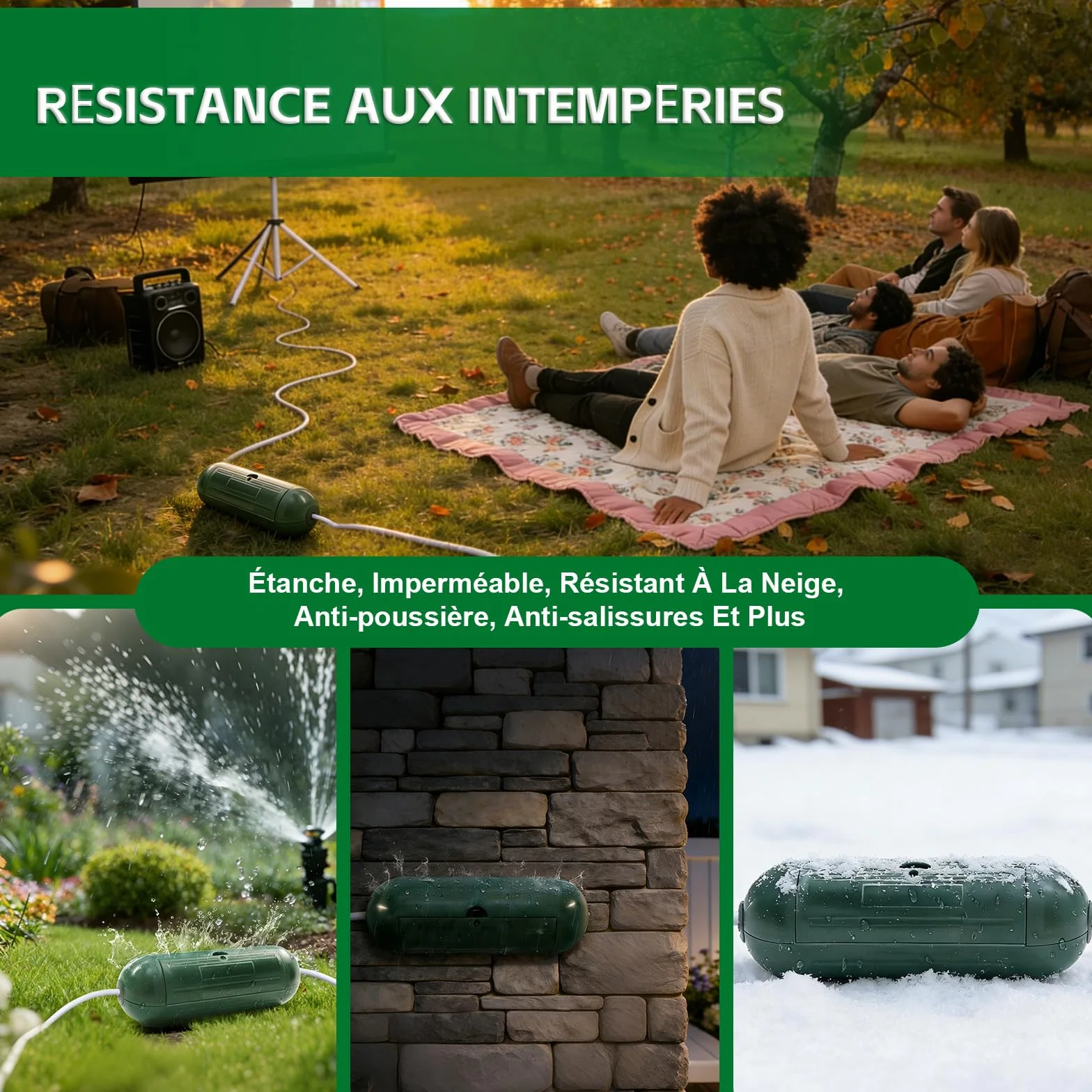 Boîtier Électrique Étanche IP55 | Protection Prise Extérieure Antichoc | Boîte Verte pour Rallonges (20.5x12.5x8cm) | adapté pour une utilisation en intérieur et dans des espaces extérieurs couverts