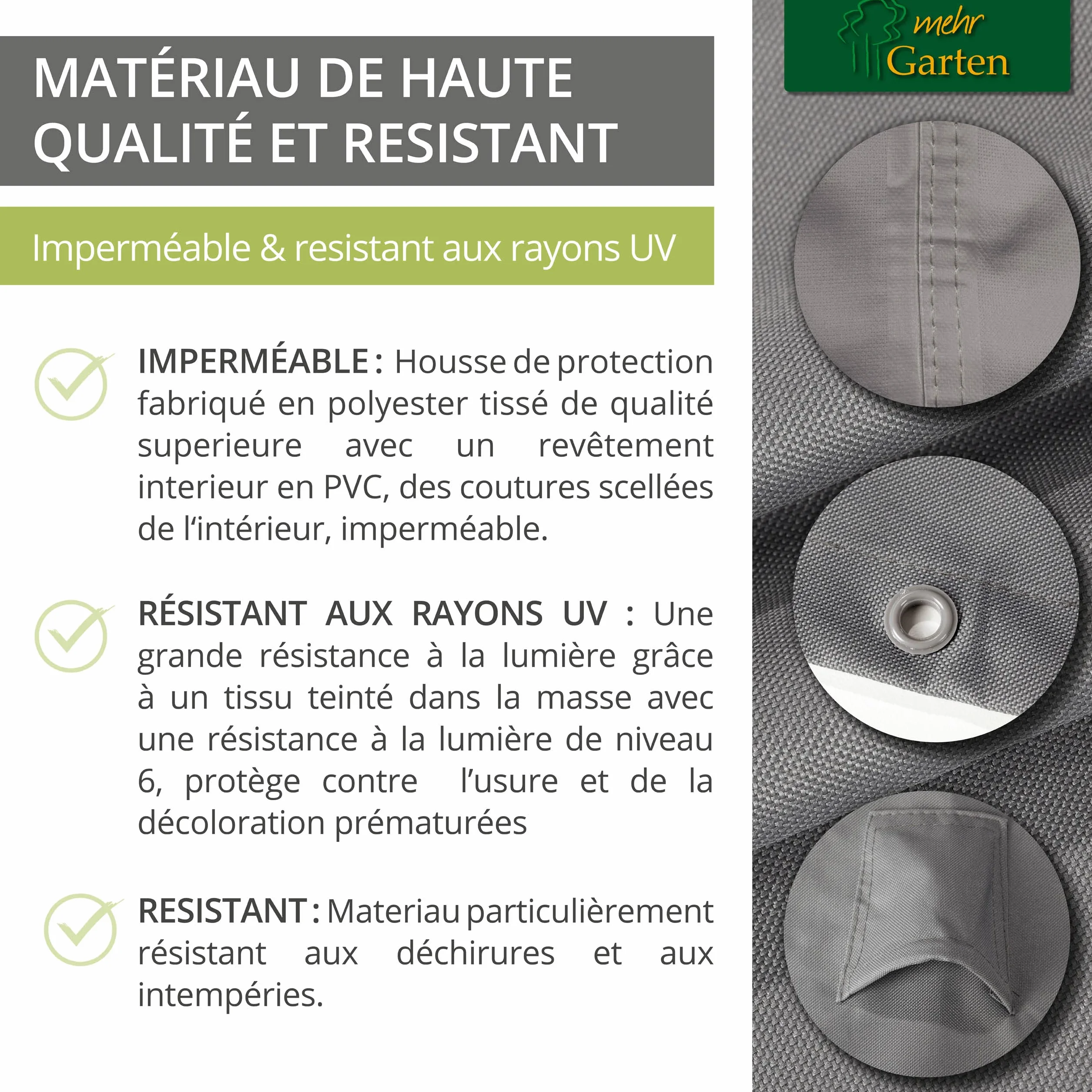Housse de protection pour canapé de jardin 220 x 90 x 80 cm polyester Oxford 600D gris