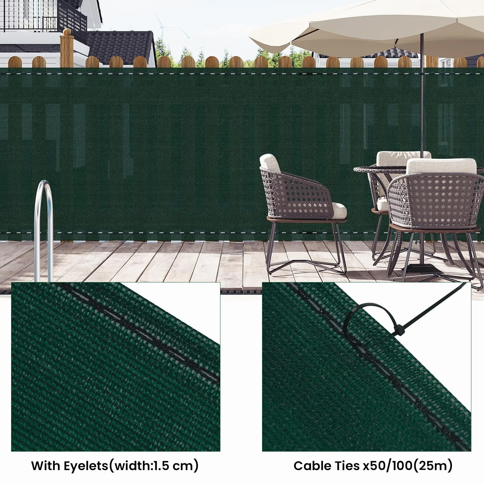 WOLTU Brise Vue Balcon 1.2x10m 180g/m² HDPE Imperméable Protection Vie Privée Jardin Terrasse