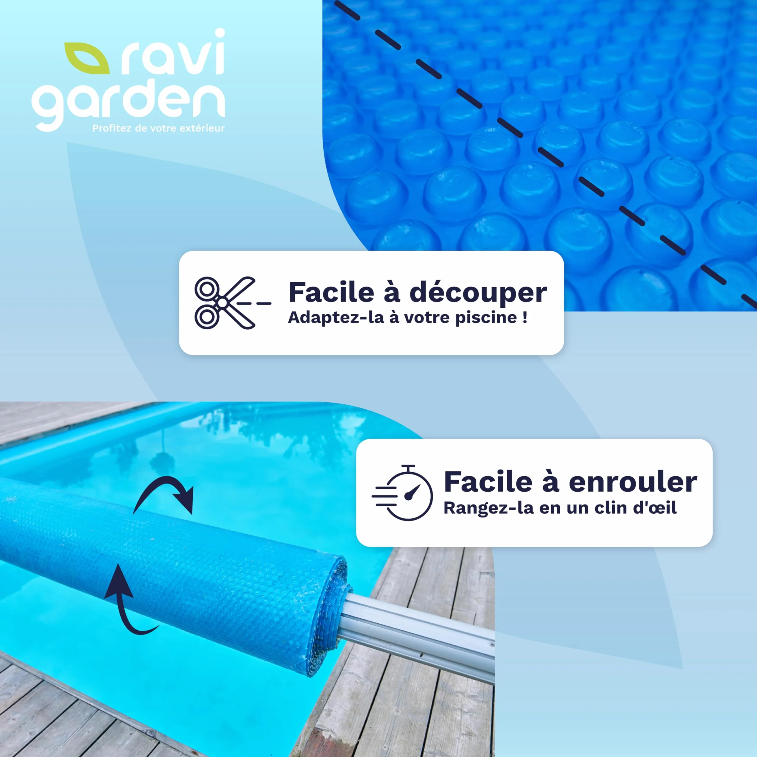 Bâche à Bulle Piscine 9 x 5 m Épaisseur 300 Microns Rectangulaire Ravigarden