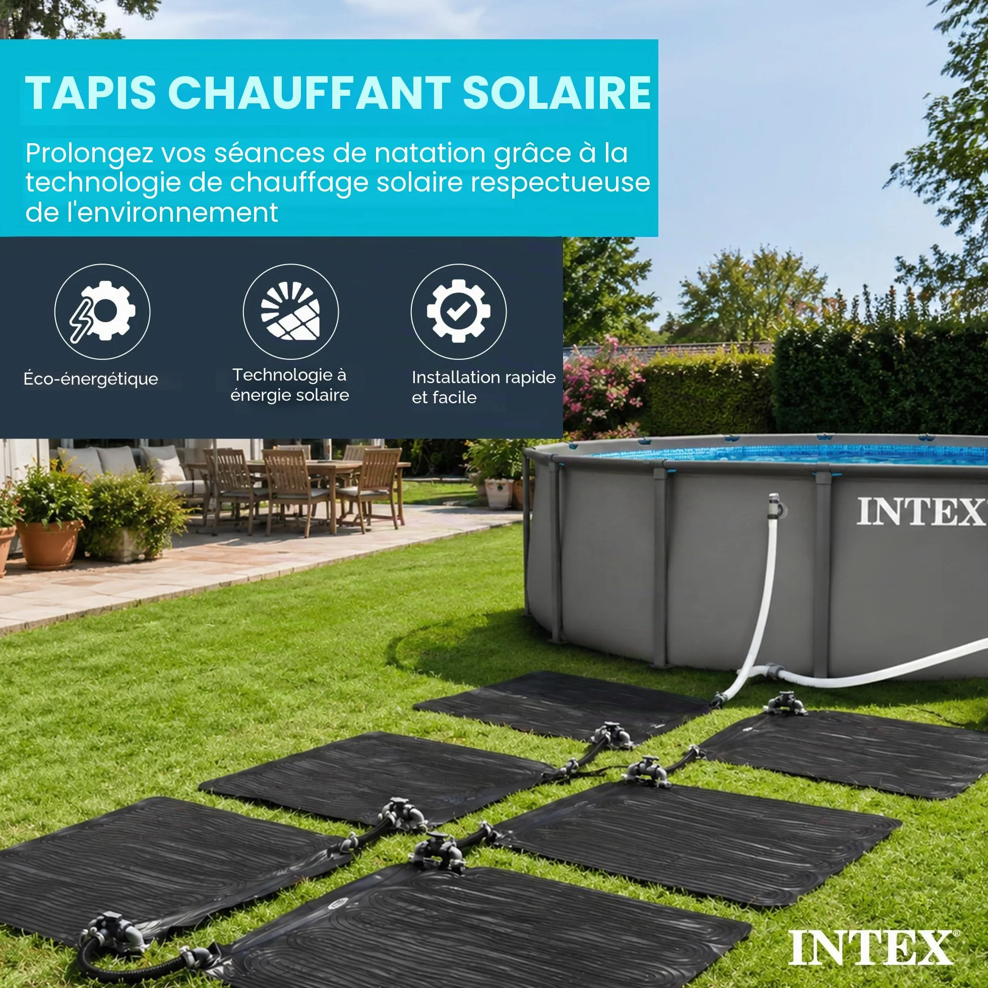 Intex Tapis de chauffage solaire pour piscine hors sol 47 x 47 cm