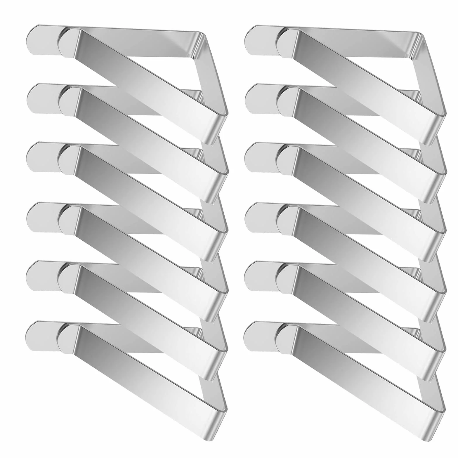 Pinces Nappe Acier Inoxydable 12 Pièces 8 x 7 cm pour Table de Jardin Extérieur
