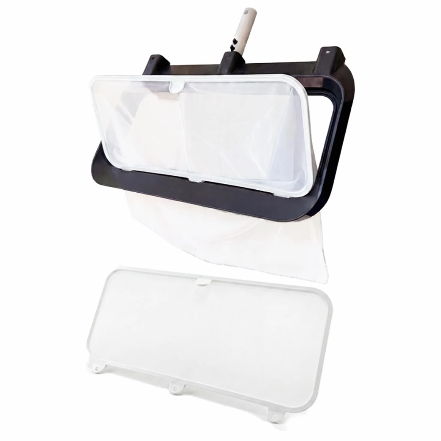 Épuisette Piscine Professionnelle 3-en-1 NODI Net+ Fond Surface Coffre Volet Immergé Résistance 32 kg Filet Remplaçable