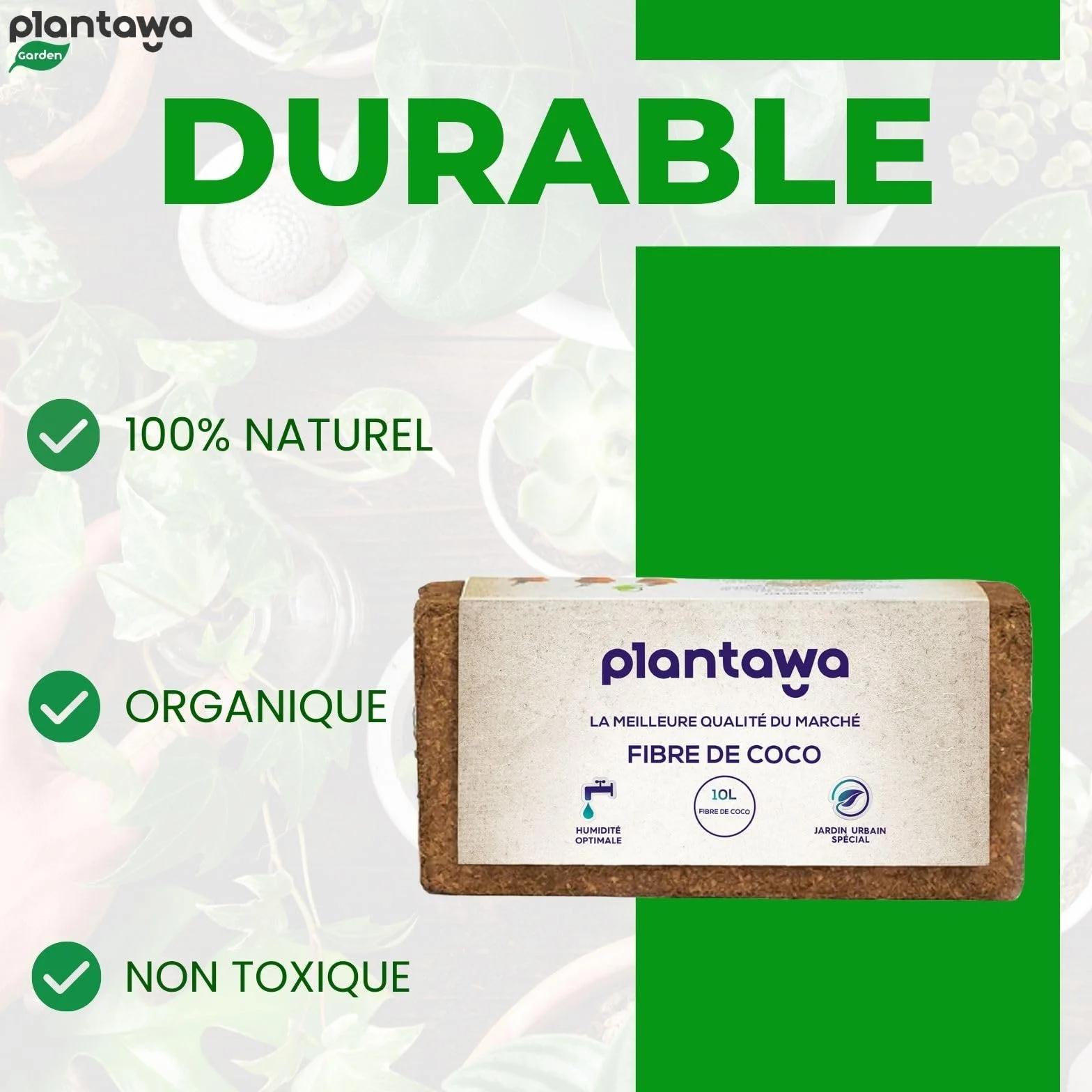 PLANTAWA Fibre De Coco 10L | 100% Naturelle pour Plantes | Maintient Humidité et Nutriments