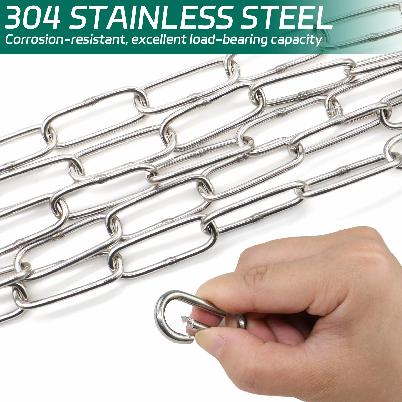 Ø3 mm Chainette Acier Inoxydable, 5M Chaine Inox, Chaîne avec 2 Mousquetons, Argent Chaine Chien, Chaine Acier Inoxydable Bricolage pour Corde À Linge, Plantes Suspendues