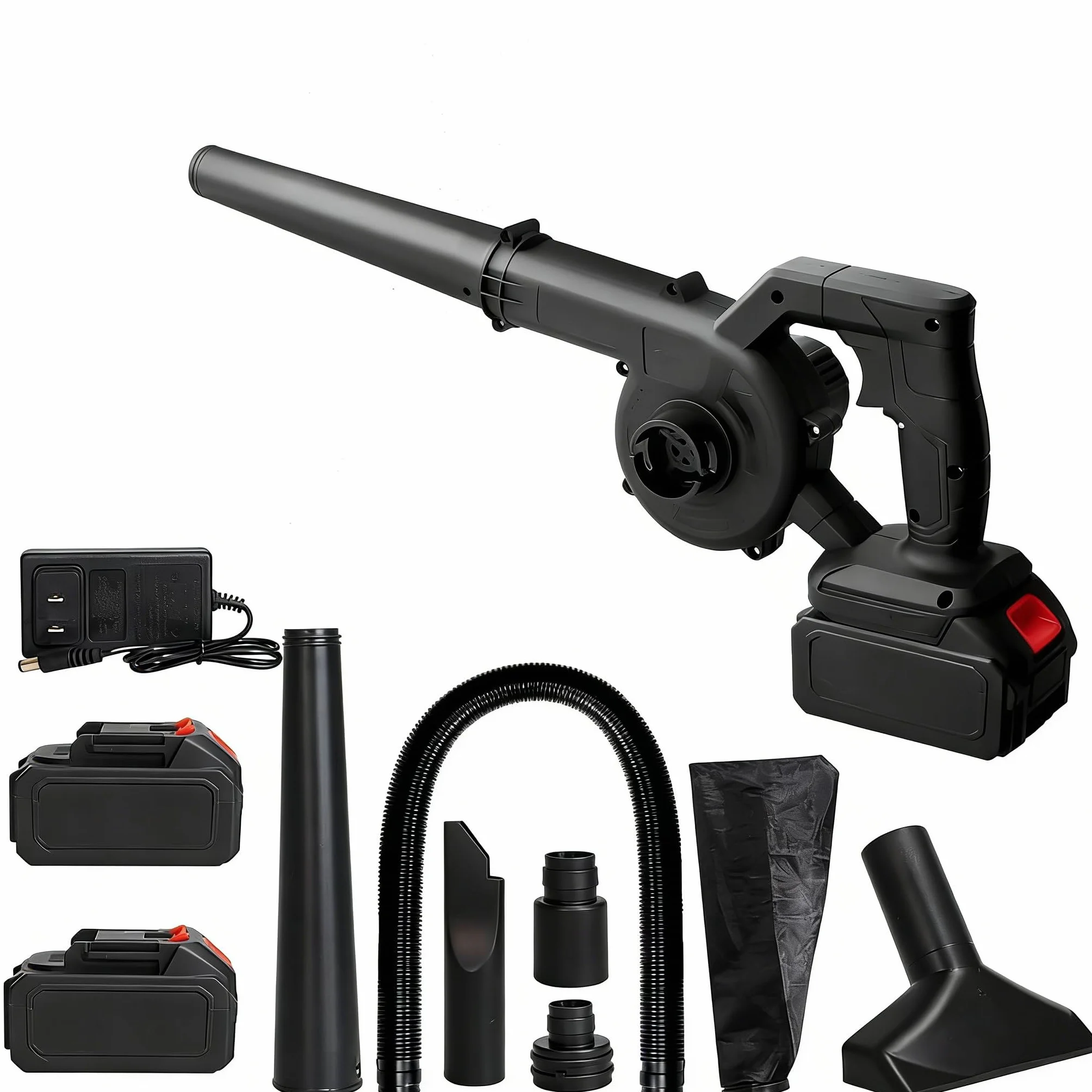 Souffleur de Feuilles sans Fil 21V 12000mAh, 2 en 1 Aspirateur Portable avec Buses et Tube