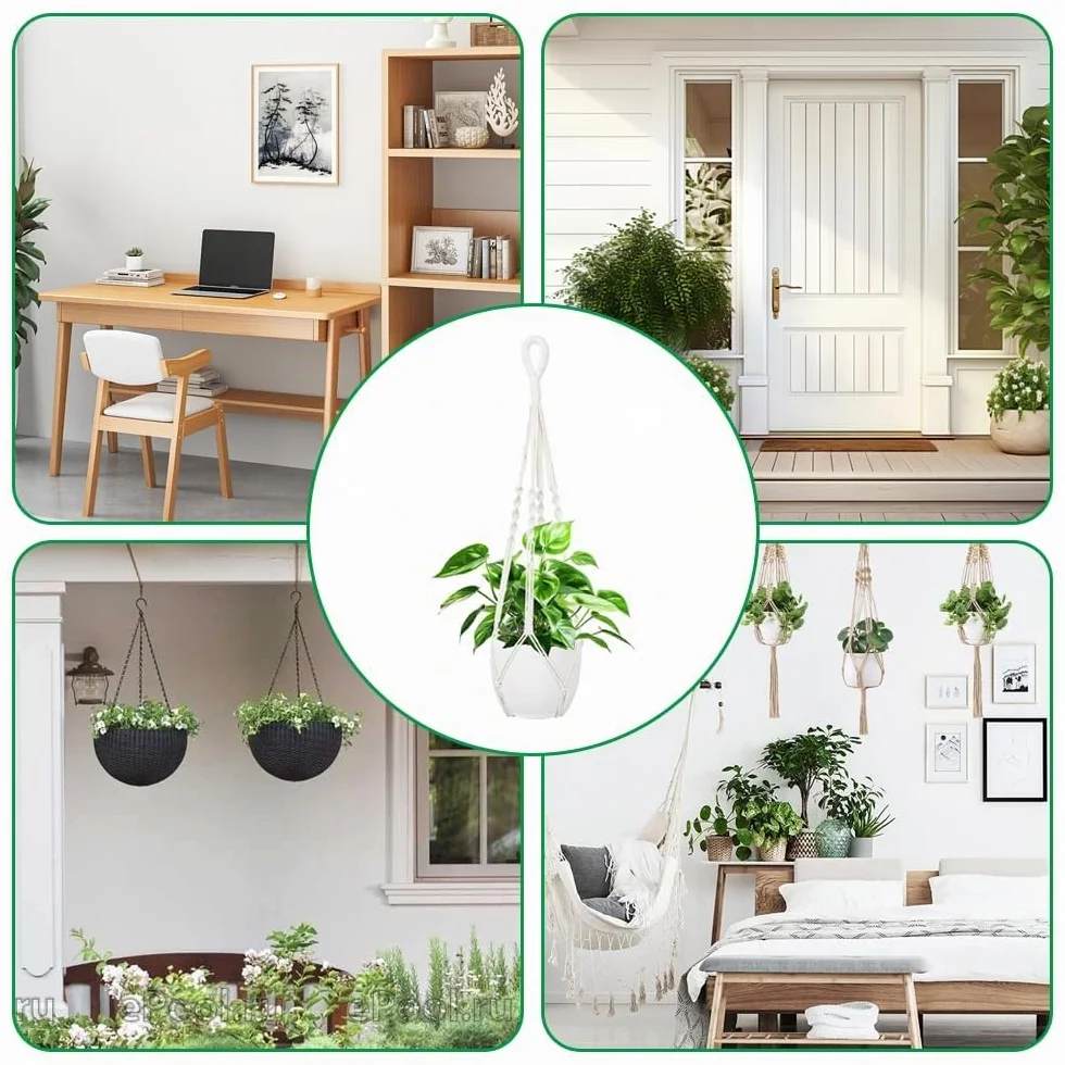 Macramé Support Pots pour Fleur, Suspension Plante Macramé, Panier en Corde de Coton pour Intérieur Extérieur