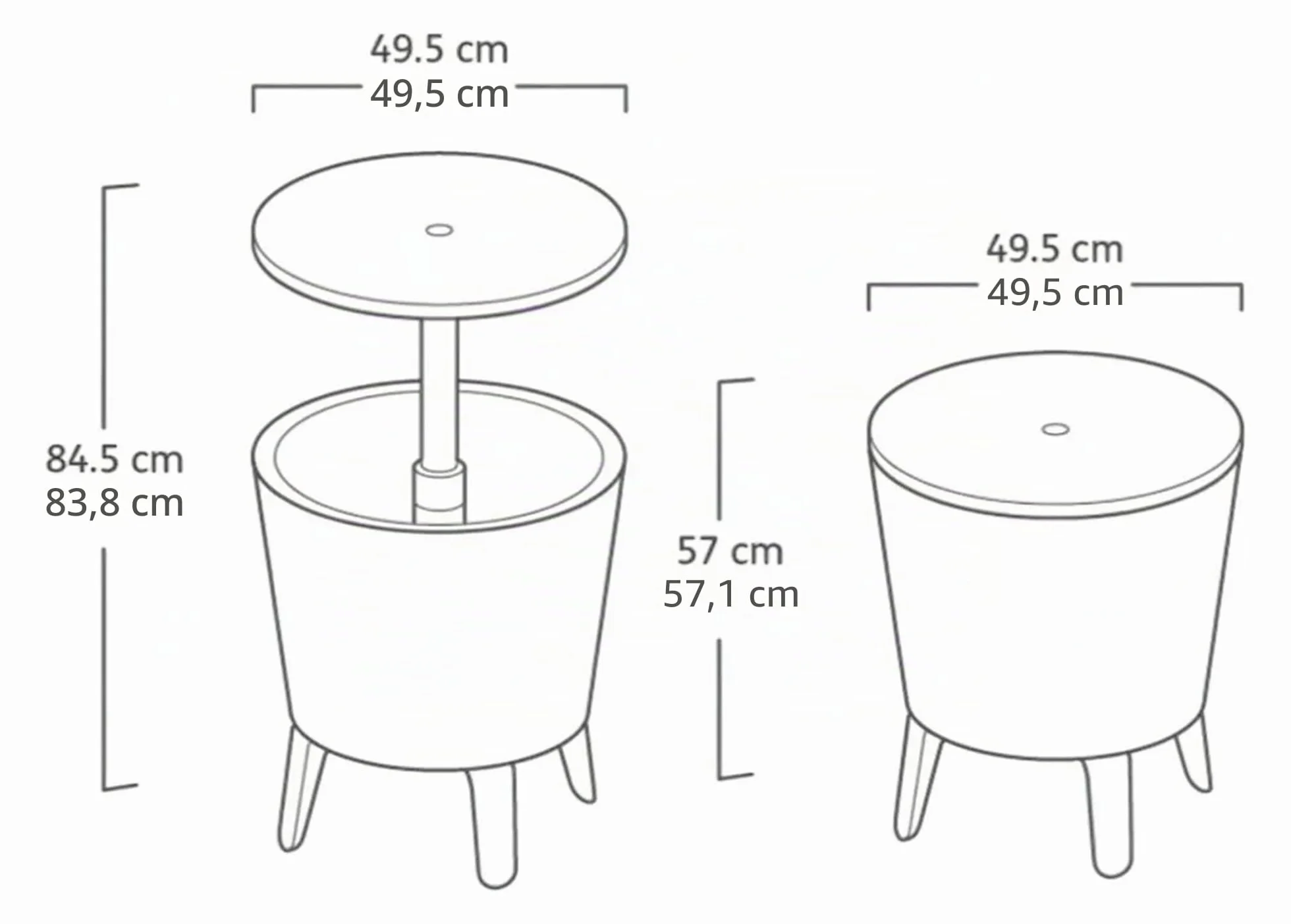 Keter Table de Cocktail Lumineuse extérieur 30 litres Illuminated Cool Bar