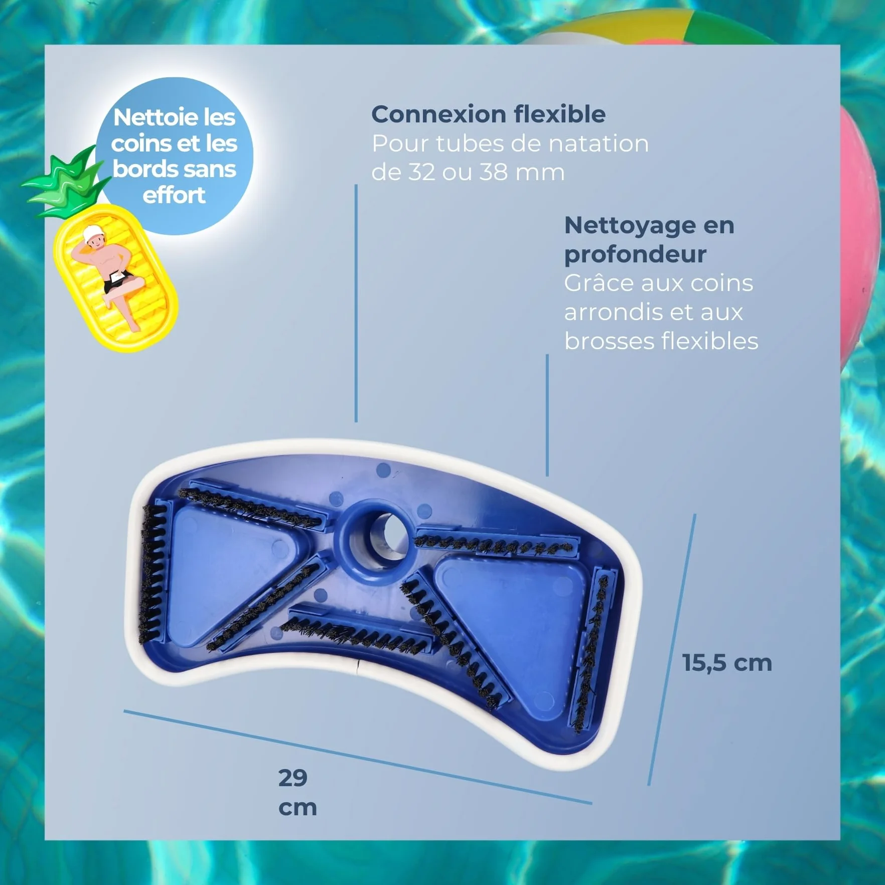 Aspirateur de sol de piscine Deluxe avec brosse pour perches télescopiques