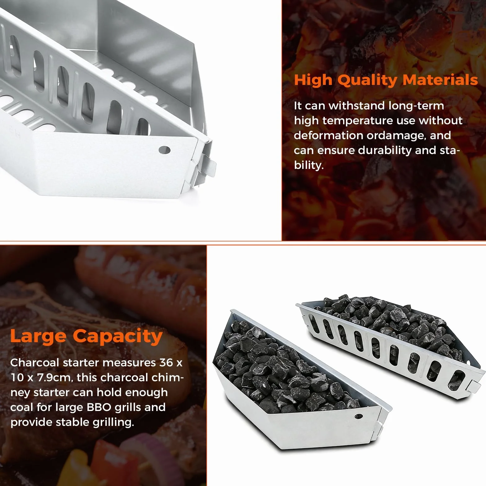 QuliMetal Char-Basket Paniers à Charbon pour Weber 7403 – Compatible BBQ 47,6 & 67 cm, Lot de 2