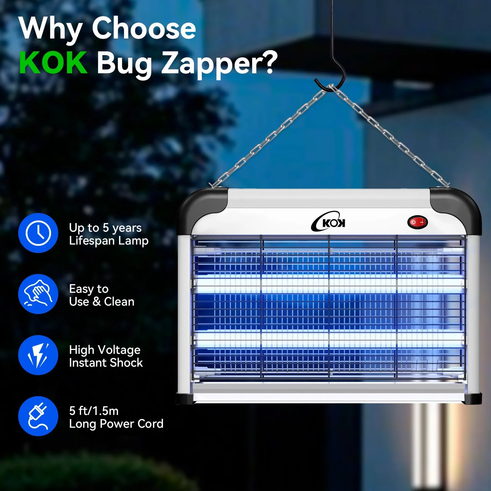 Lampe Anti-Moustiques UV 20W Électrique avec 2 Ampoules de Rechange, Anti-Insectes sans Produit Chimique