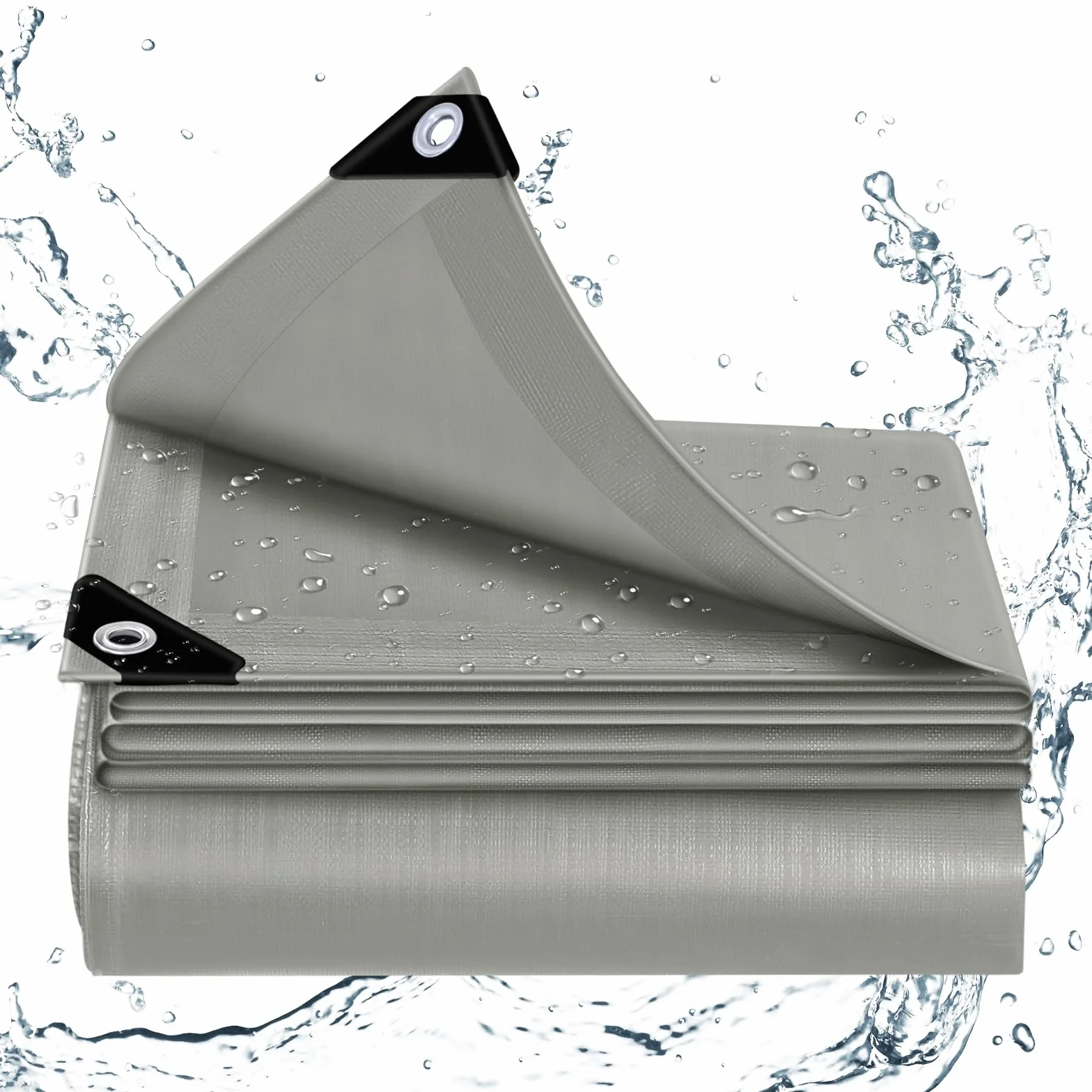 WOLTU Bâche de Protection, 4x4 m, en PE 140 g/m², Bâche Imperméable Anti-UV, avec Œillets, Résistante aux Intempéries et aux Déchirures, pour Meubles de Jardin Bois Piscine Trampoline, Gris