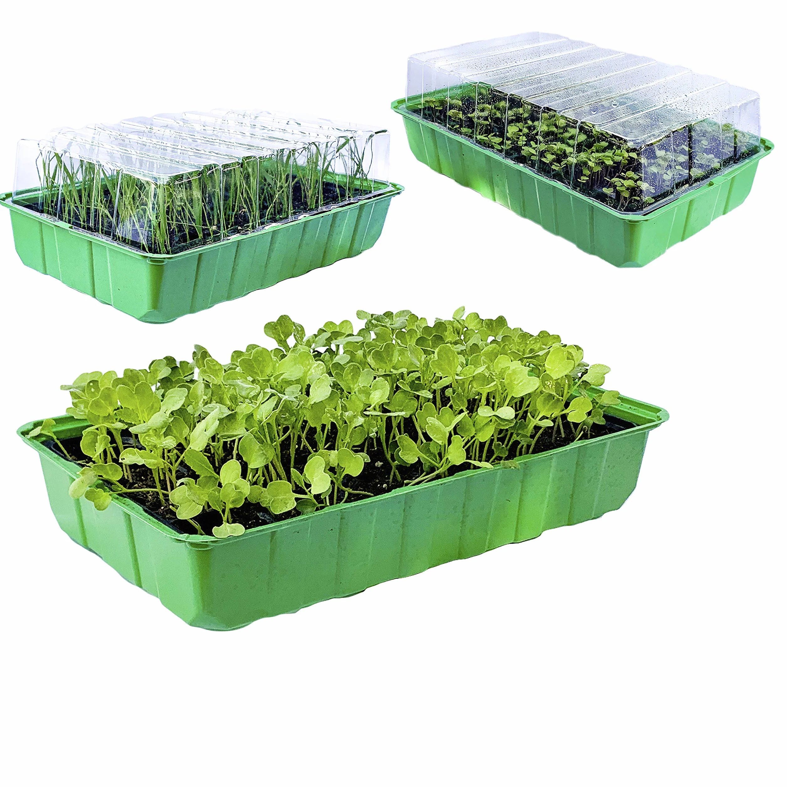 Bac à semis Serre pour Potager Extérieur/Intérieur avec 3 Plateaux, 3 Récipients Plastique Transparent et 3 Plateaux de Serre pour 24 Pots - Mini Serre