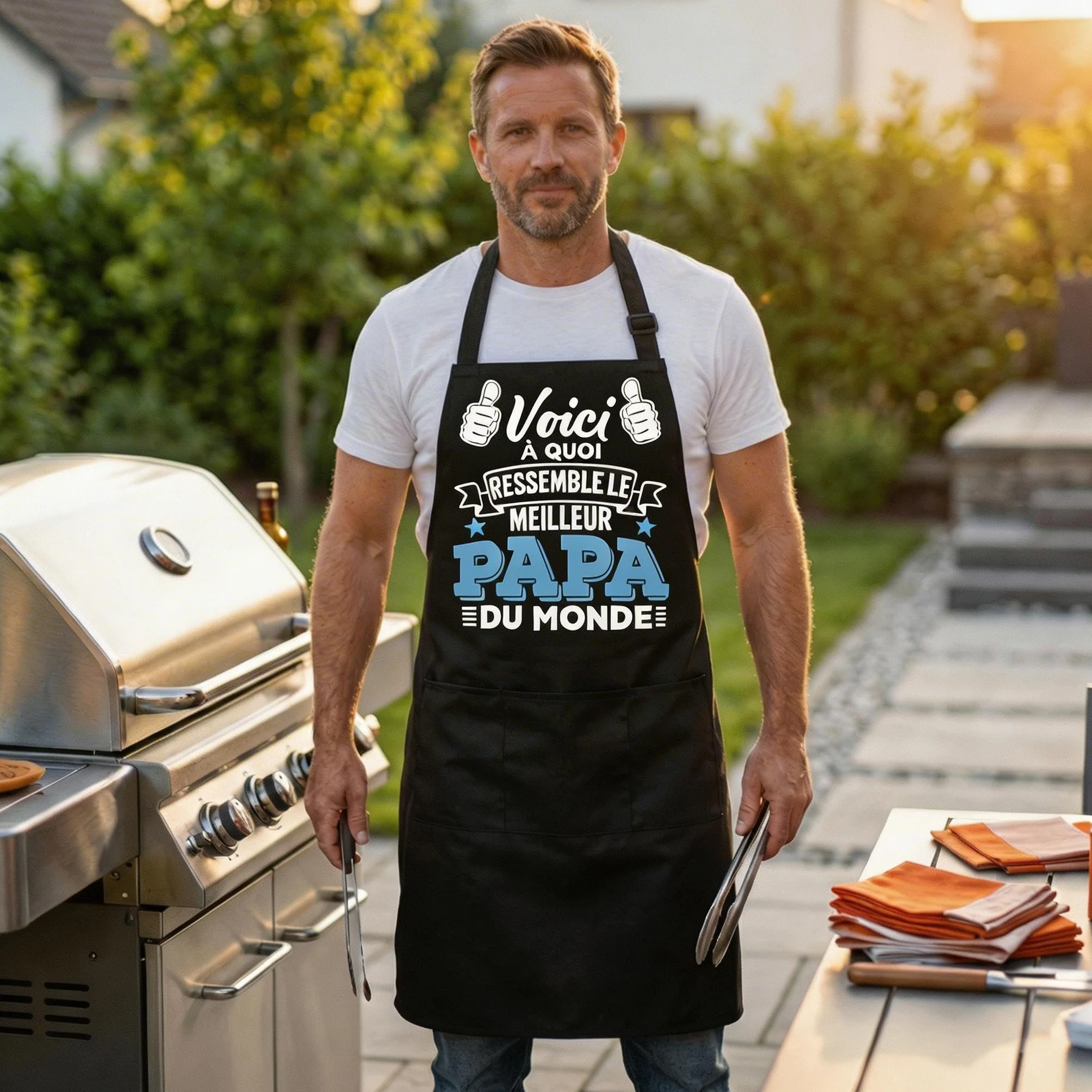 Tablier Papa Cuisine Barbecue BBQ Homme Cadeau Fête Des Pères Personnalisé