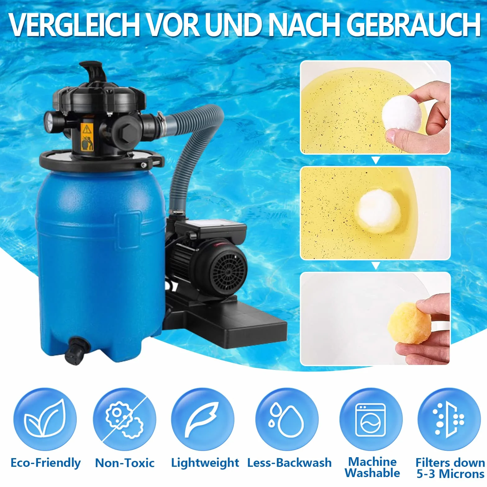 800g Balle Filtrante Piscine Réutilisables Alternative Sable Filtrant