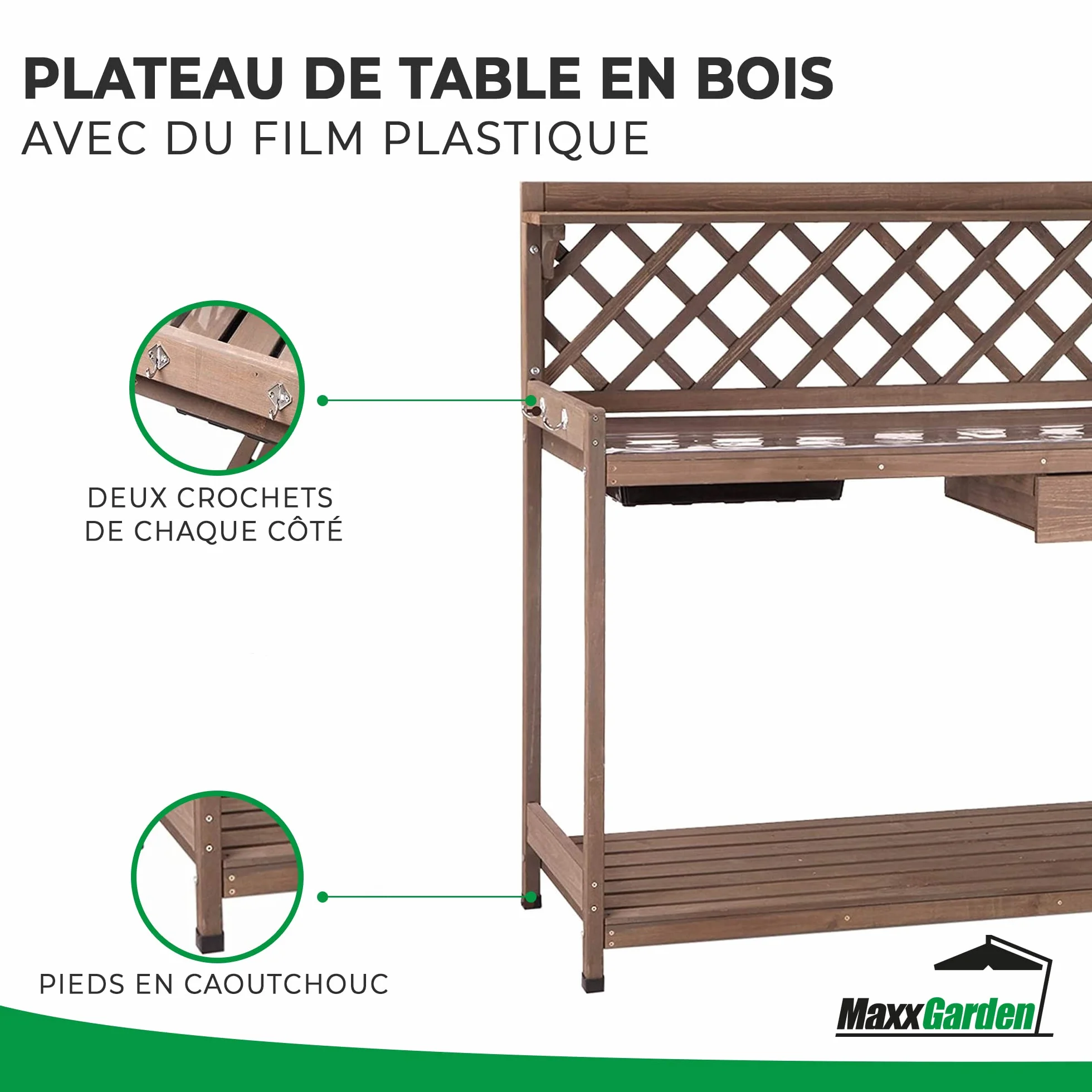MaxxGarden Table de Rempotage en Bois 110x50x114cm pour Jardin, Terrasse et Balcon