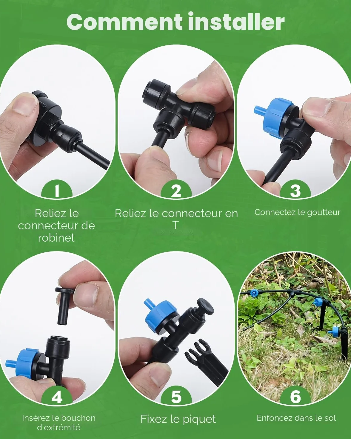 Kit d'irrigation goutte-à-goutte Pawfly 30M avec tuyau 4-6 mm et goutteur pour jardin