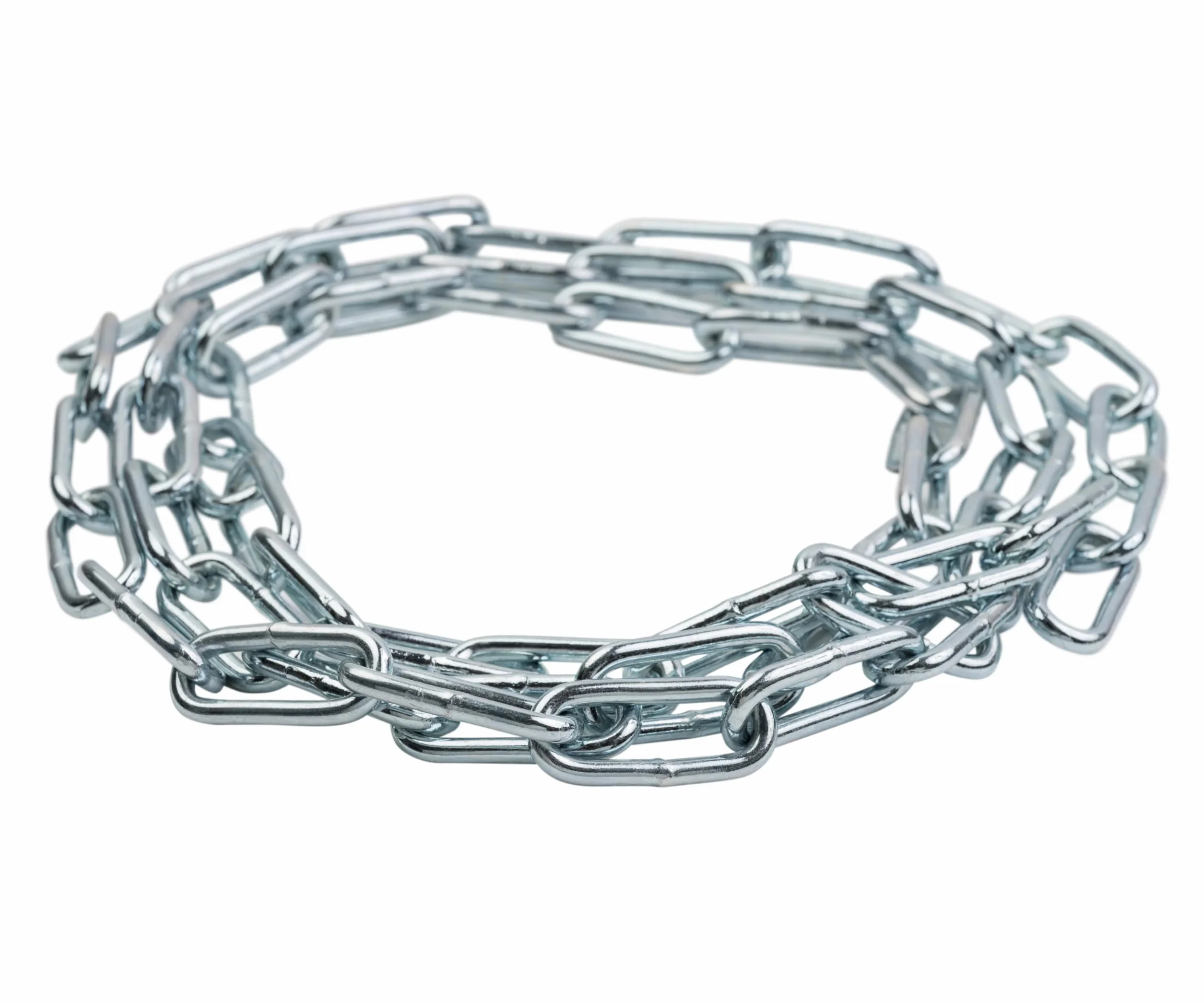 Dörner + Helmer Chaîne en acier rond, épaisseur 5 mm, longueur 2 m, acier galvanisé, maillons longs, capacité de charge 125 kg, argent