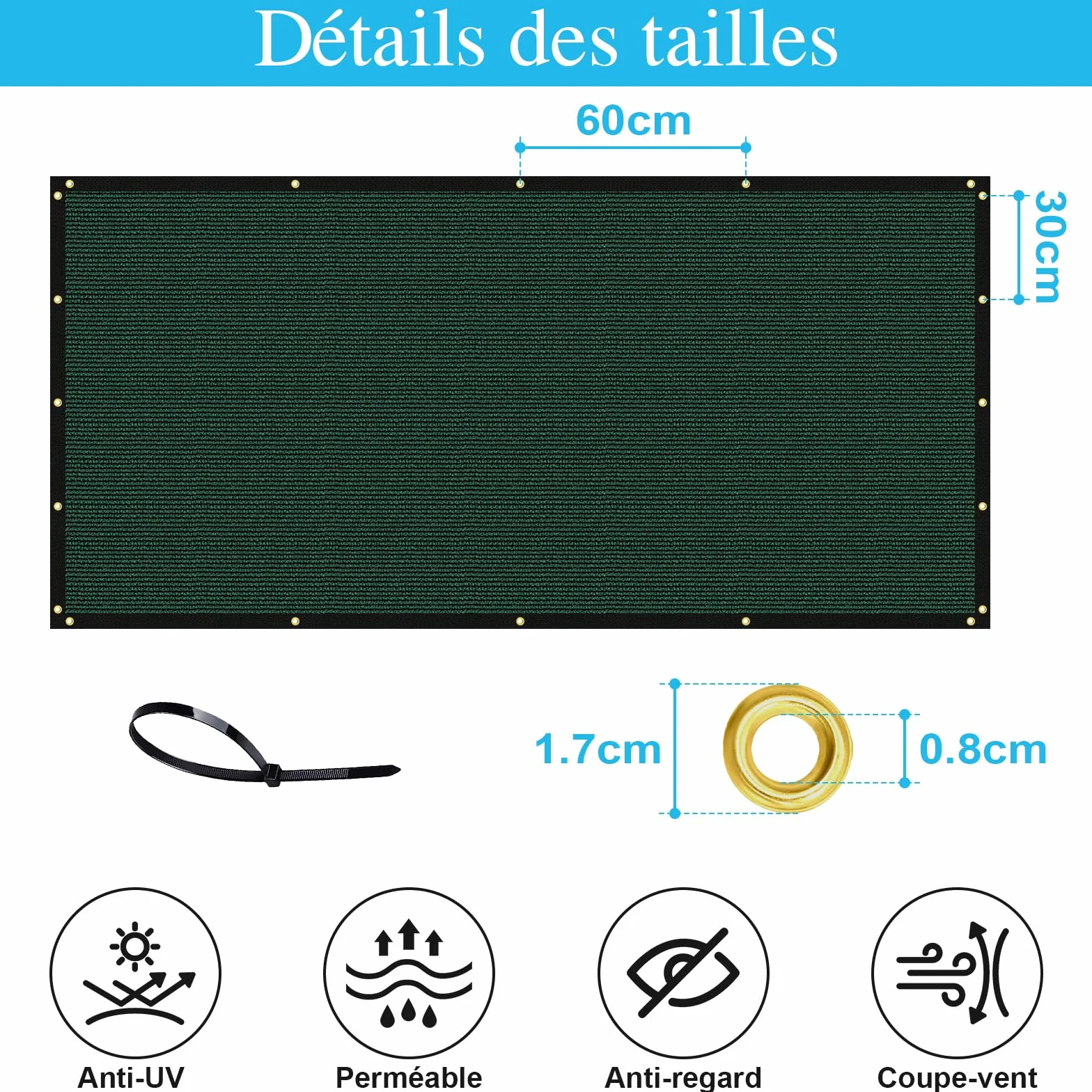 Amagenix Brise Vue Occultant Extérieur HDPE 130g/m² Protection UV Résistant Vent Déchirures 1.8x10m Vert