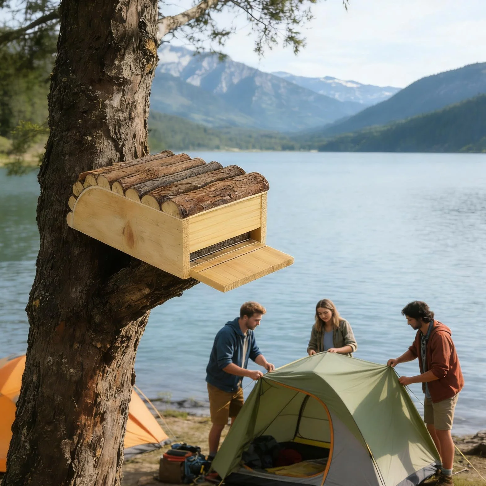 Maison pour chauve-souris en bois résistant aux intempéries | Grand abri compact pour jardin et cour