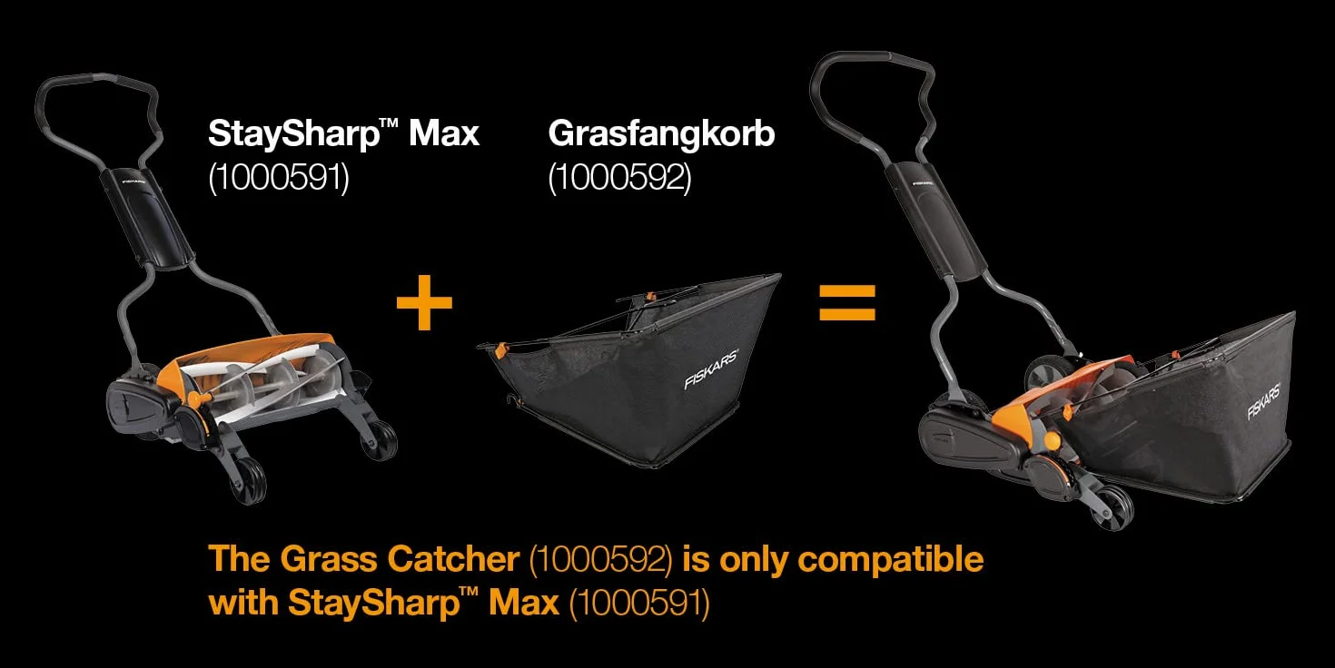 Fiskars Tondeuse à gazon manuelle StaySharp Max 46 cm Noir Orange Argenté