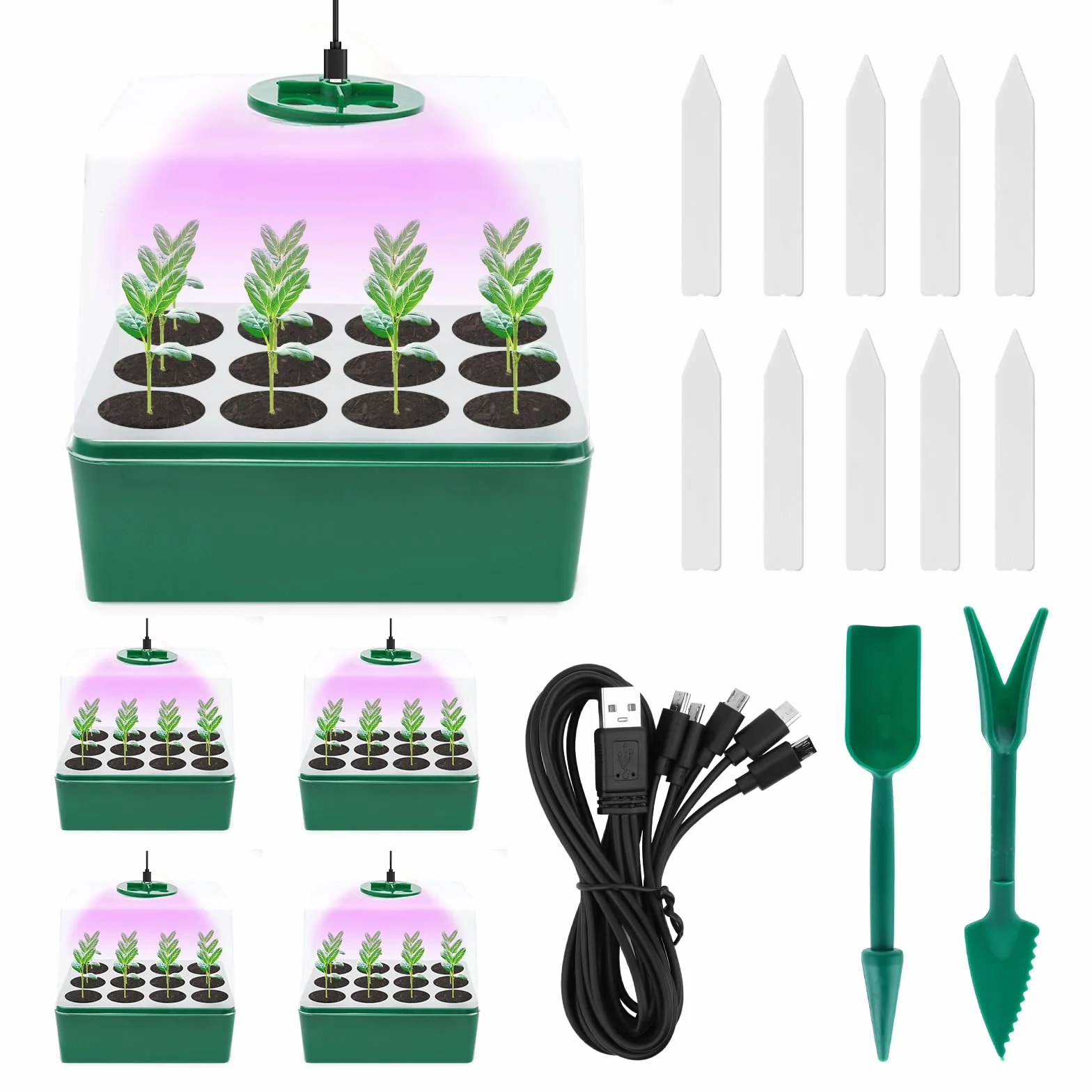 KEWUZY Mini Serre pour Plantes 5 Pièces Bac à Semis avec Couvercle Surélevé et Évents