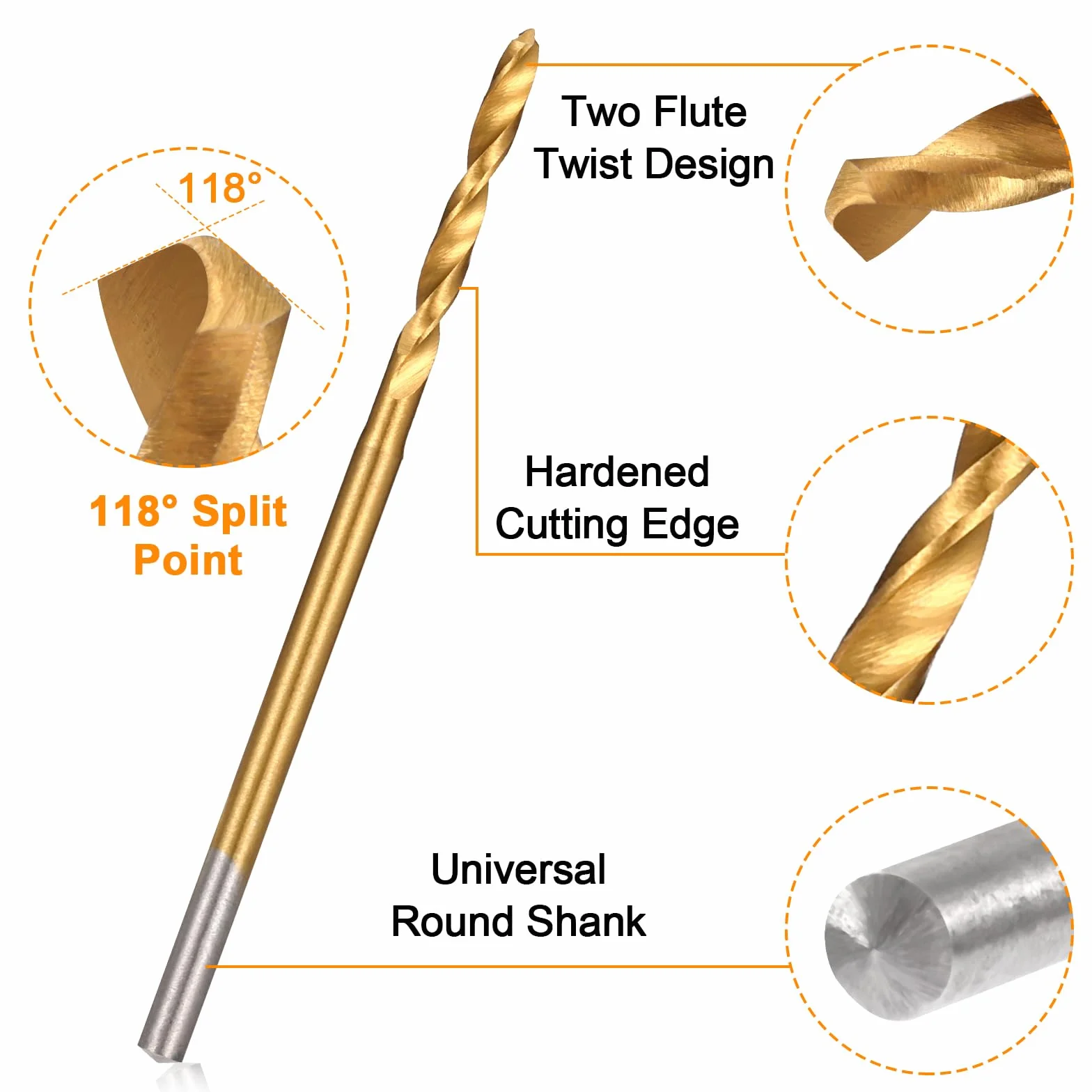 HSS Mini Forets Hélicoïdaux 10Pcs 0.6mm-2.2mm Tige 2.35mm Revêtue Titane Gravure Perçage DIY Résine Bijoux