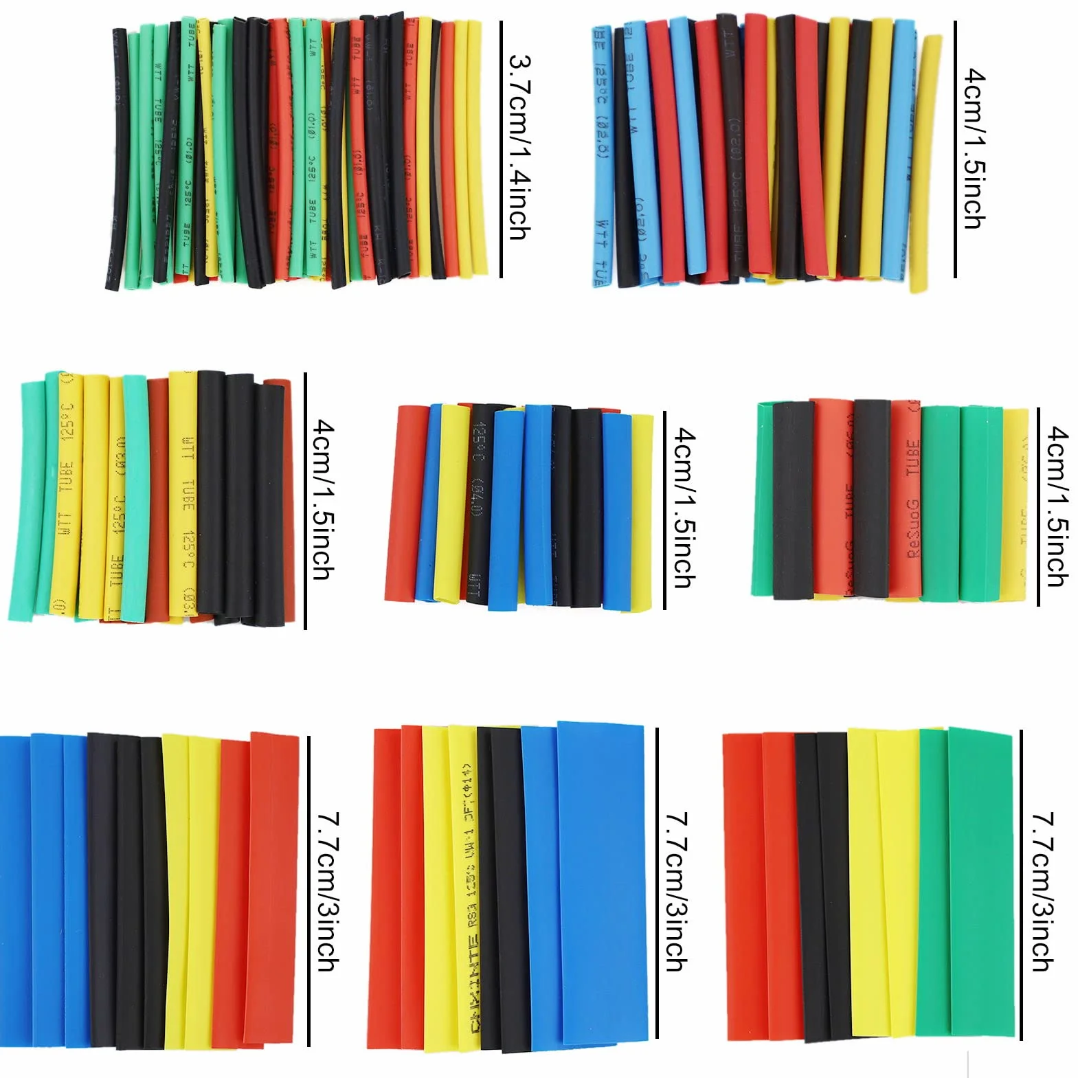 164 pièces Gaine thermorétractable - Kit de câble thermorétractable pour câble électrique 2: 1 Manchon de câble thermorétractable d'isolation électrique 5 couleurs en 8 tailles