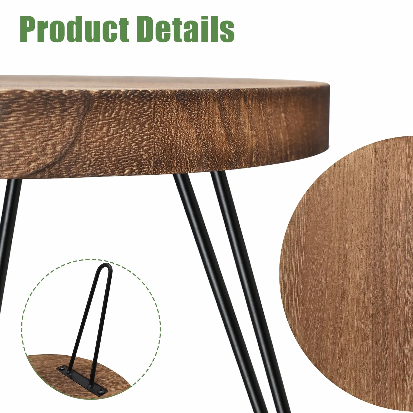 Support de Plantes en Bois, Tabouret pour Plantes Rond avec 3 Pieds pour Pots de Fleurs Intérieur Extérieur