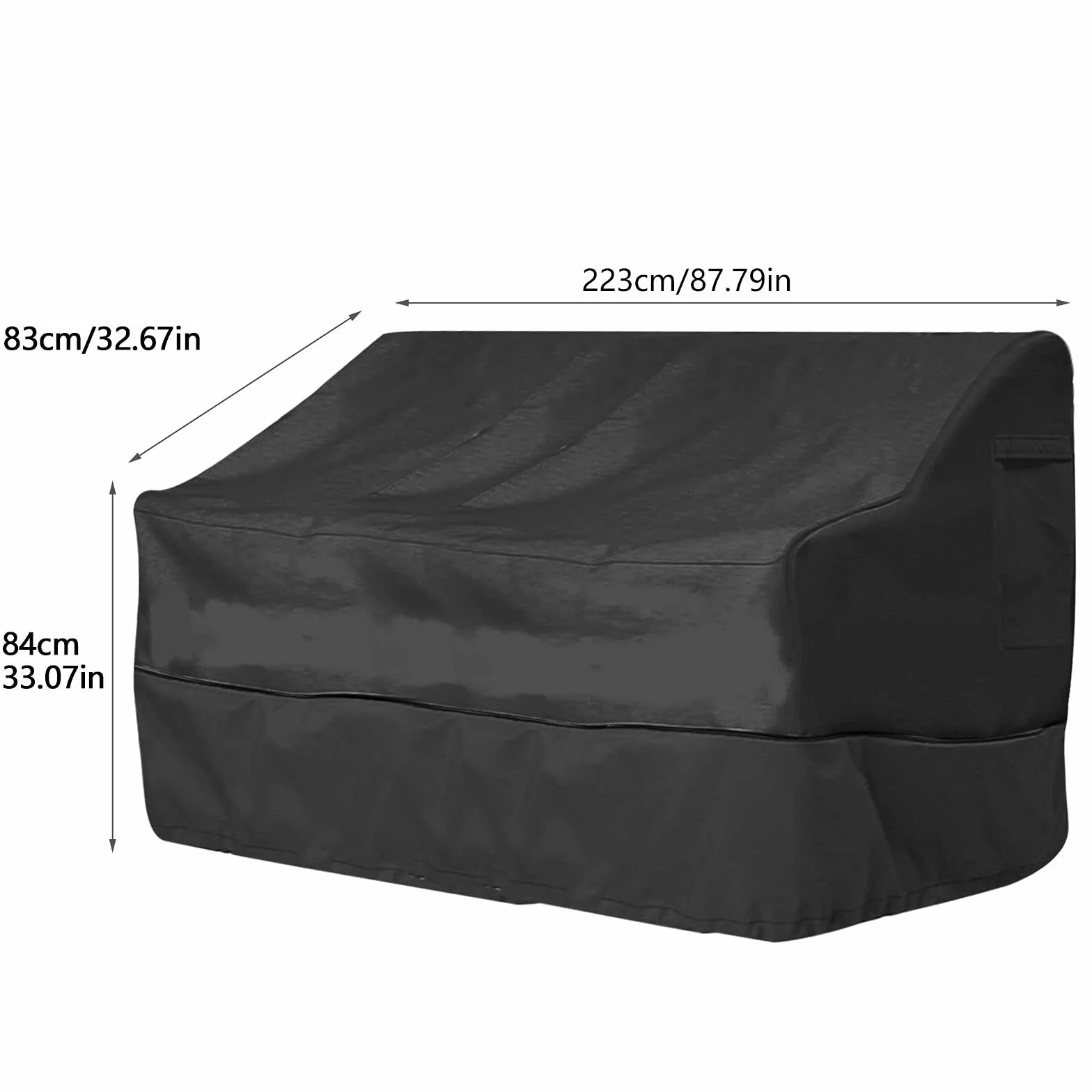 Housse de Protection Canapé Extérieur 210D Oxford Imperméable UV Noir 223x83x84cm