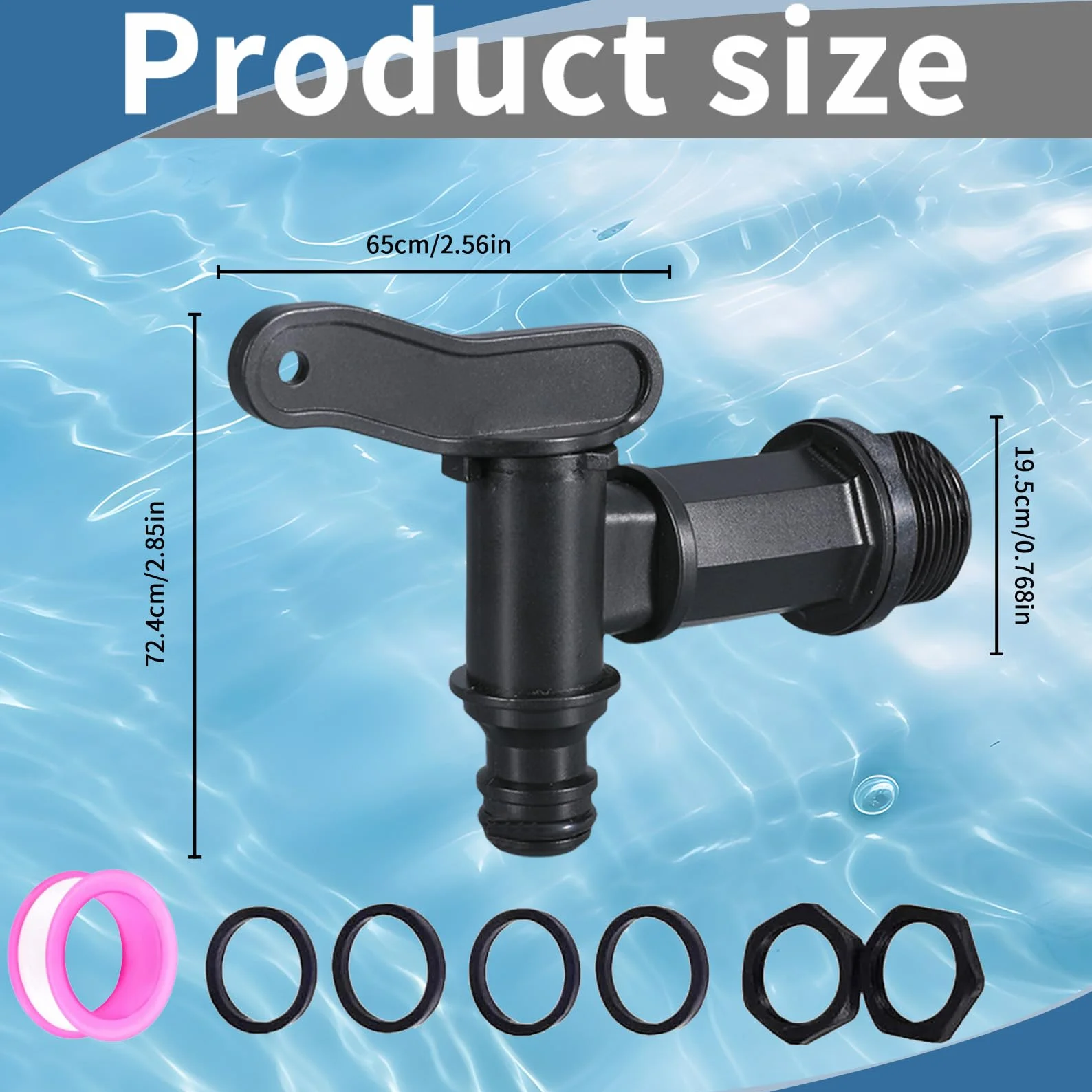 Lot de 2 Robinet Cuve Plastique 3/4" Adaptateur Tuyau Arrosage pour Jardin Citerne Réservoir Eau de Pluie (Noir)