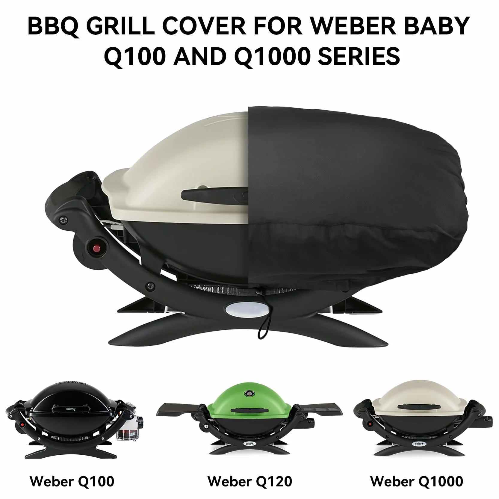 onlyfire Housse de Barbecue pour Weber Q100 Q1000 Q120 Q140 Q1200 Q1400 Baby Q