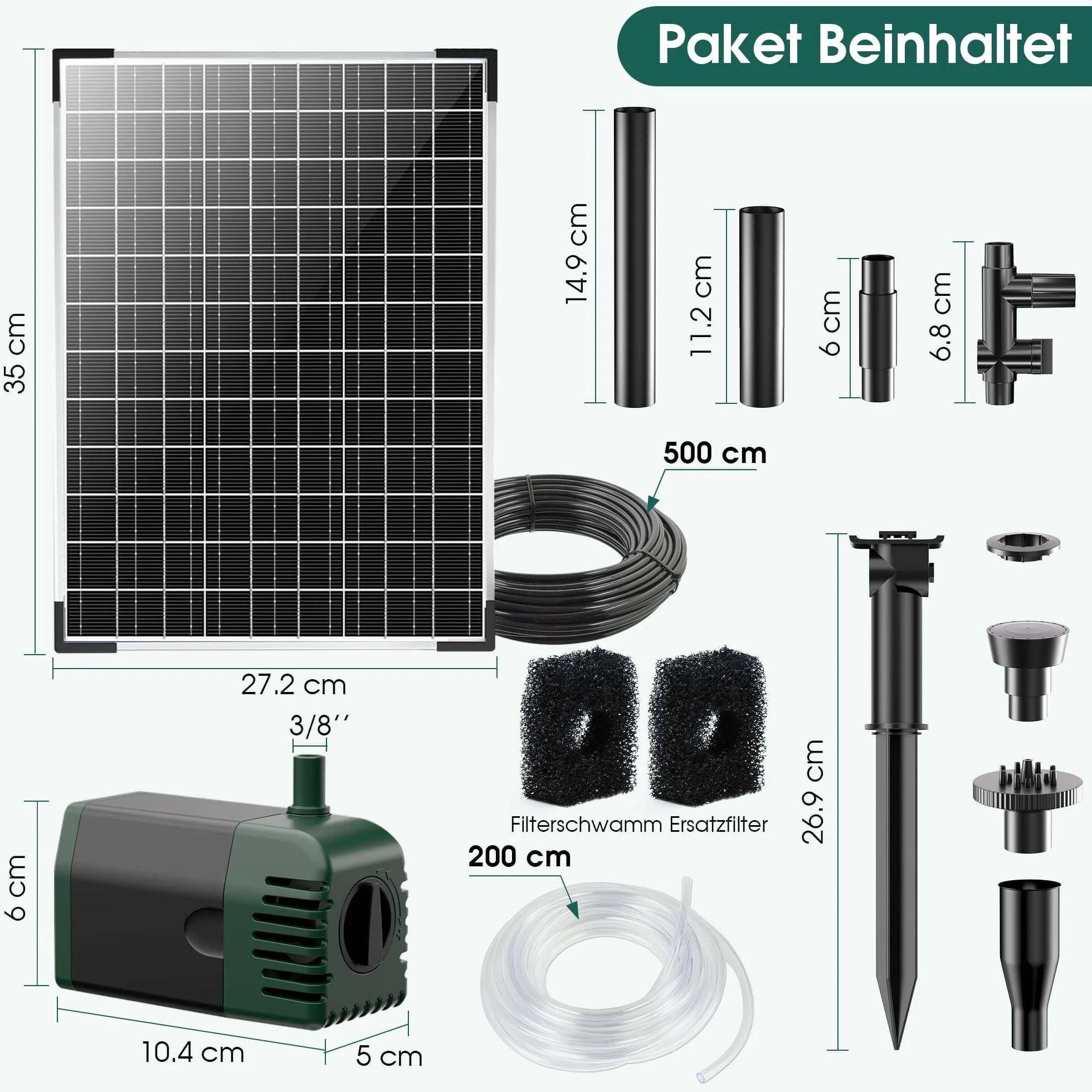 Fontaine solaire d'extérieur 20 W 875 l/h pompe bassin jardin 5-10 ㎡ silencieuse