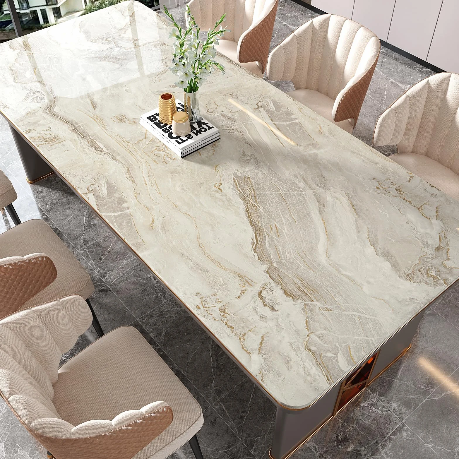 VEELIKE Papier Peint Marbre Beige Epais Papier Adhesif Marbre Vinyle Adhesif Cuisine Lavable Papiers Peints Adhesif Mural Salon Stickers Muraux Salle de Bain Autocollant Meuble 40cm × 300cm