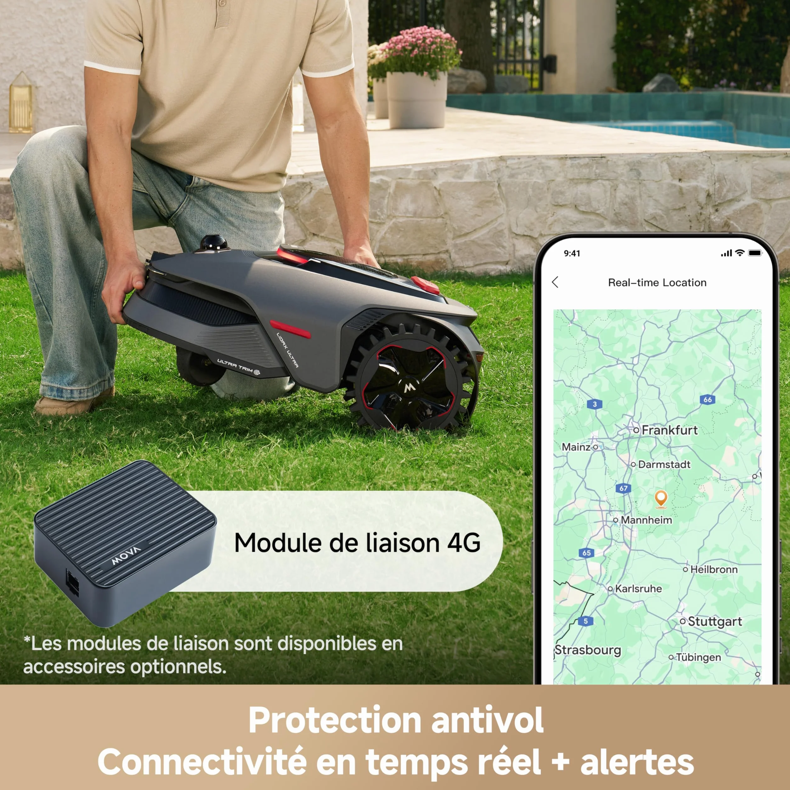 MOVA LiDAX Ultra 1200 Robot Tondeuse sans Fil, Cartographie IA LiDAR 3D 360°, 1200 m², Coupe Bordures 5 cm