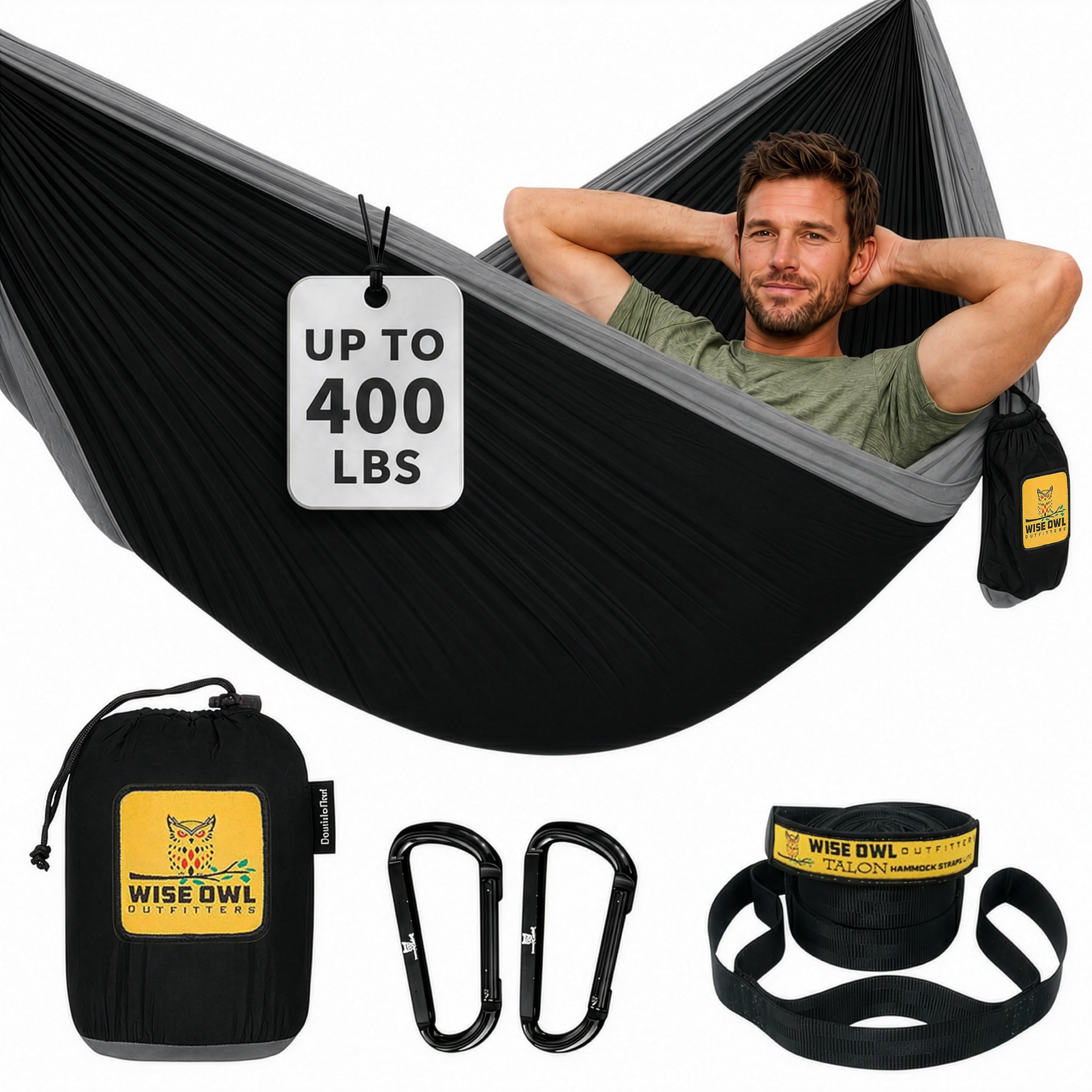 Durable Outdoor Hammock with Tree Straps (Single or Double)