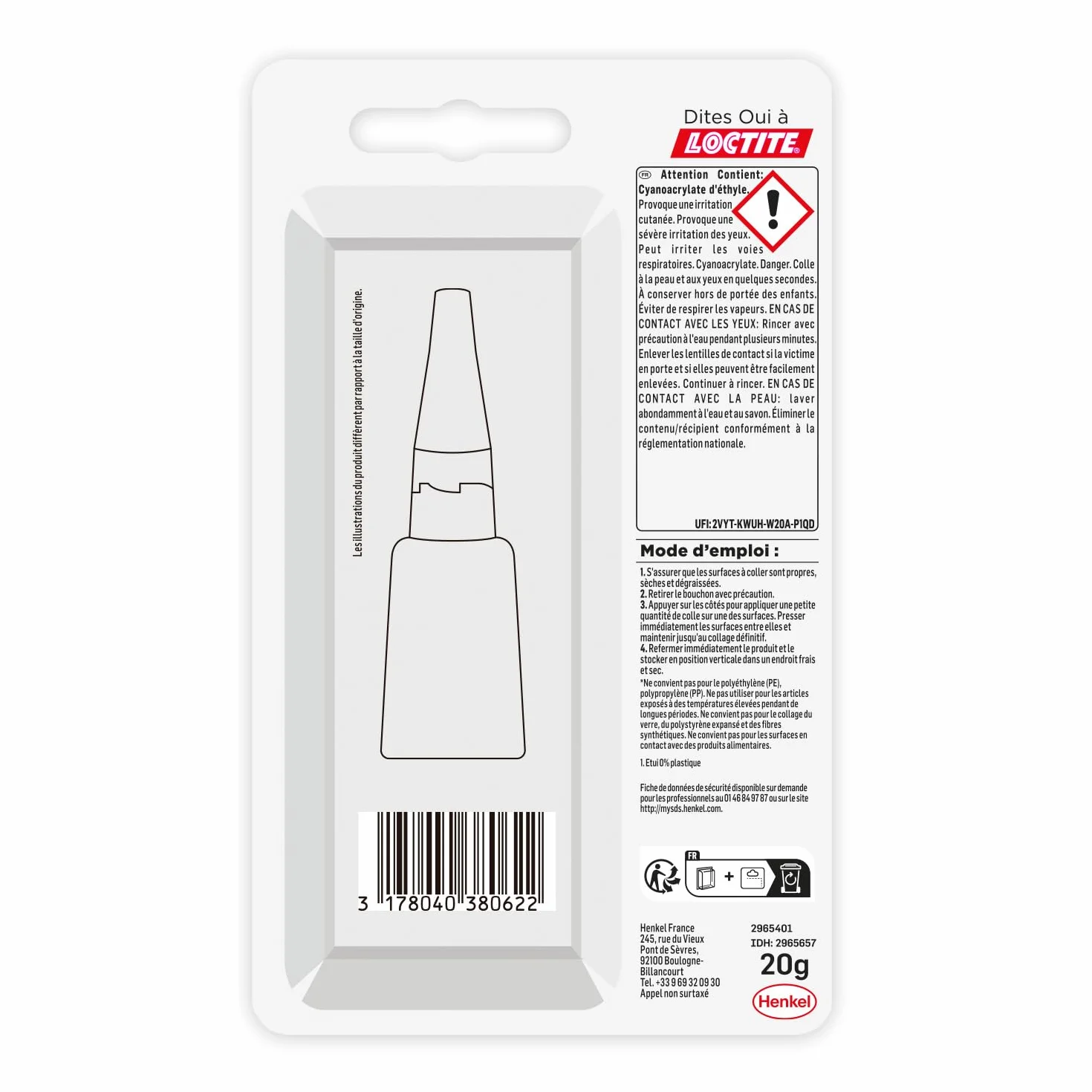 Loctite - Super Glue-3 XXL (1 flacon de 20 g) – Colle forte grand format pour usages fréquents – Colle liquide à séchage immédiat – Solution adhésive transparente multi-matériaux