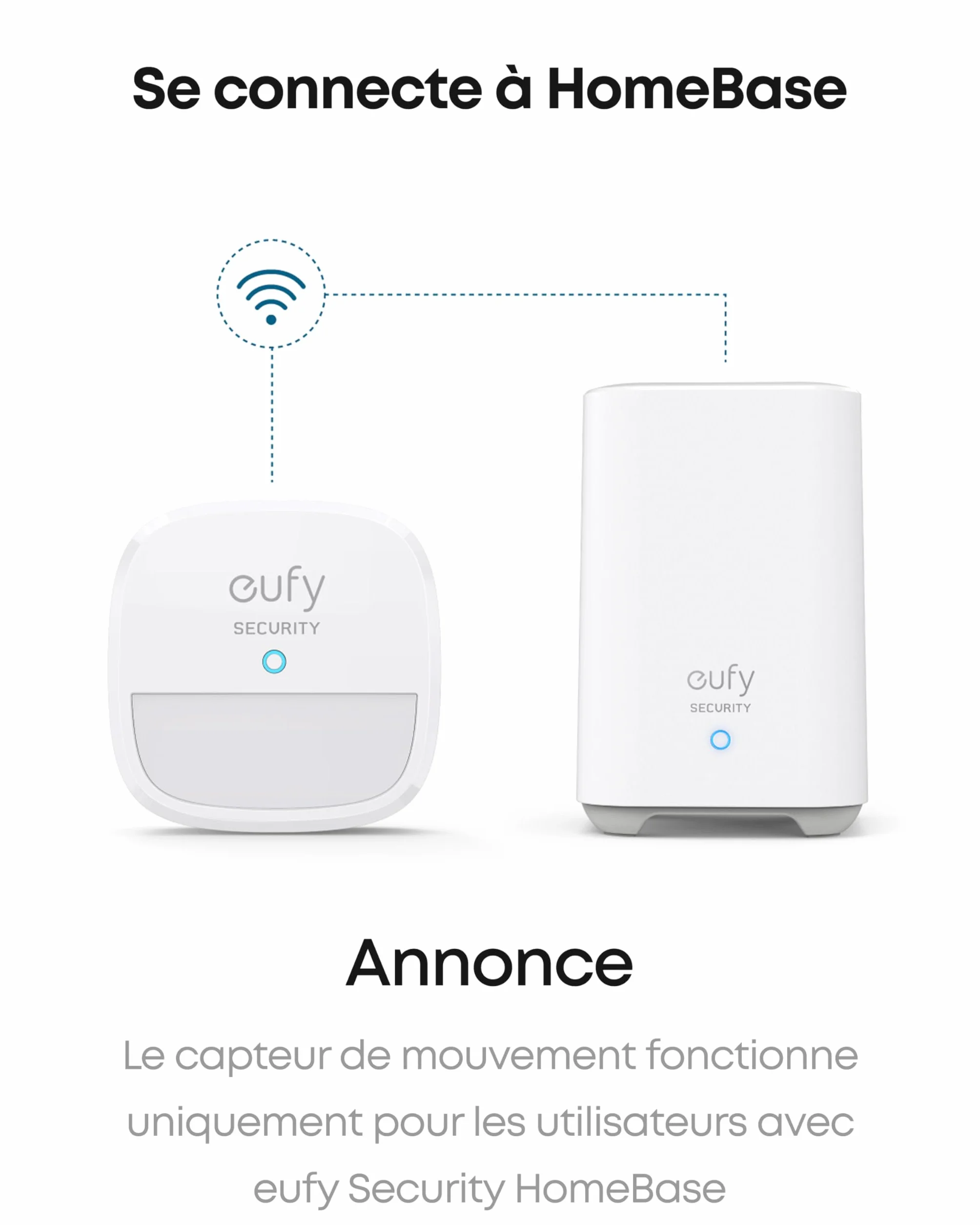 eufy Security, Détecteur de Mouvement, détecteur de Mouvement système d'alarme Domicile eufy Security, Couverture à 100 °, portée de 30 pi, autonomie de 2 Ans, sensibilité réglable (HomeBase requis)