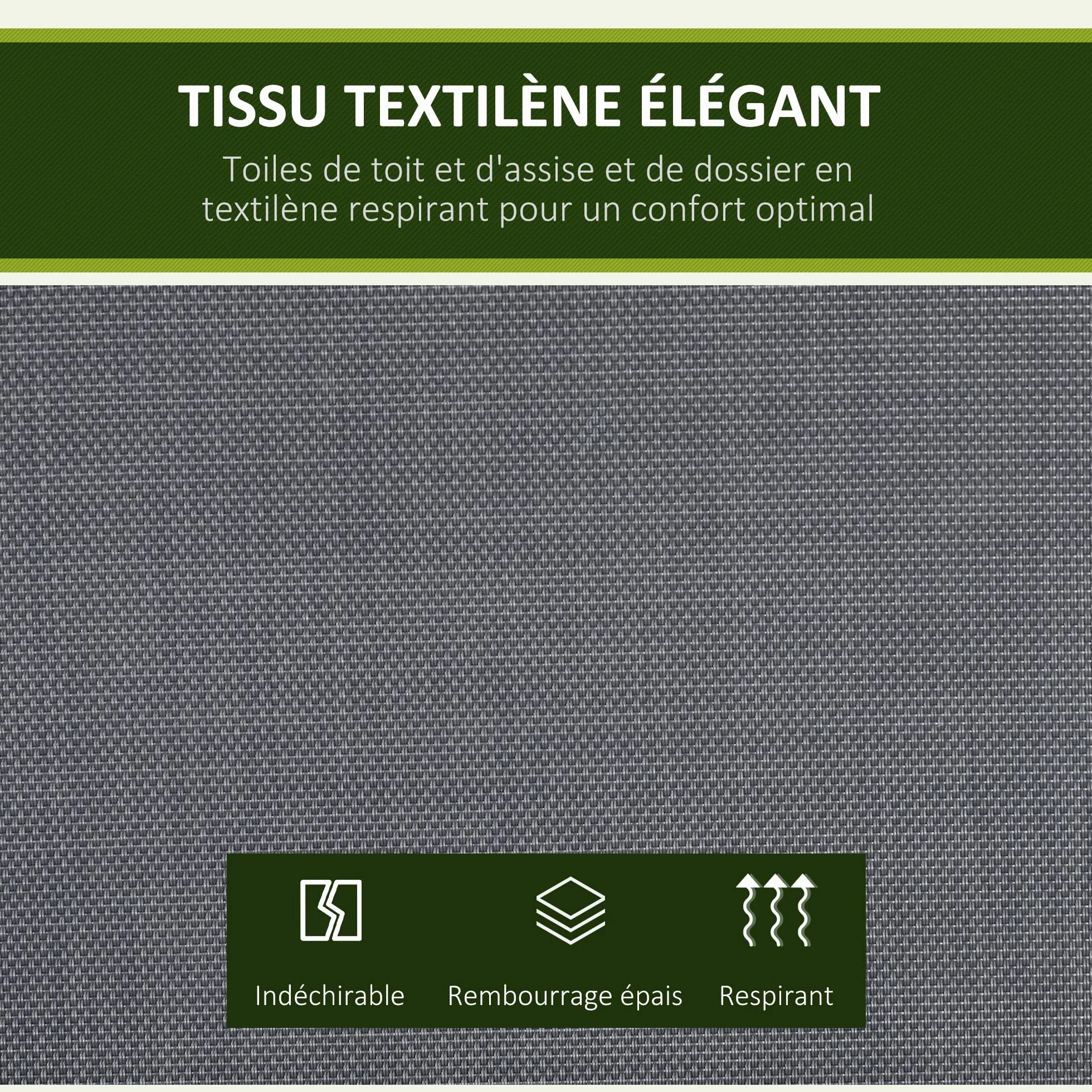 Outsunny Balancelle de Jardin 3 Places Grand Confort Toit Inclinaison réglable Coussins Amovibles Polyester Acier Gris