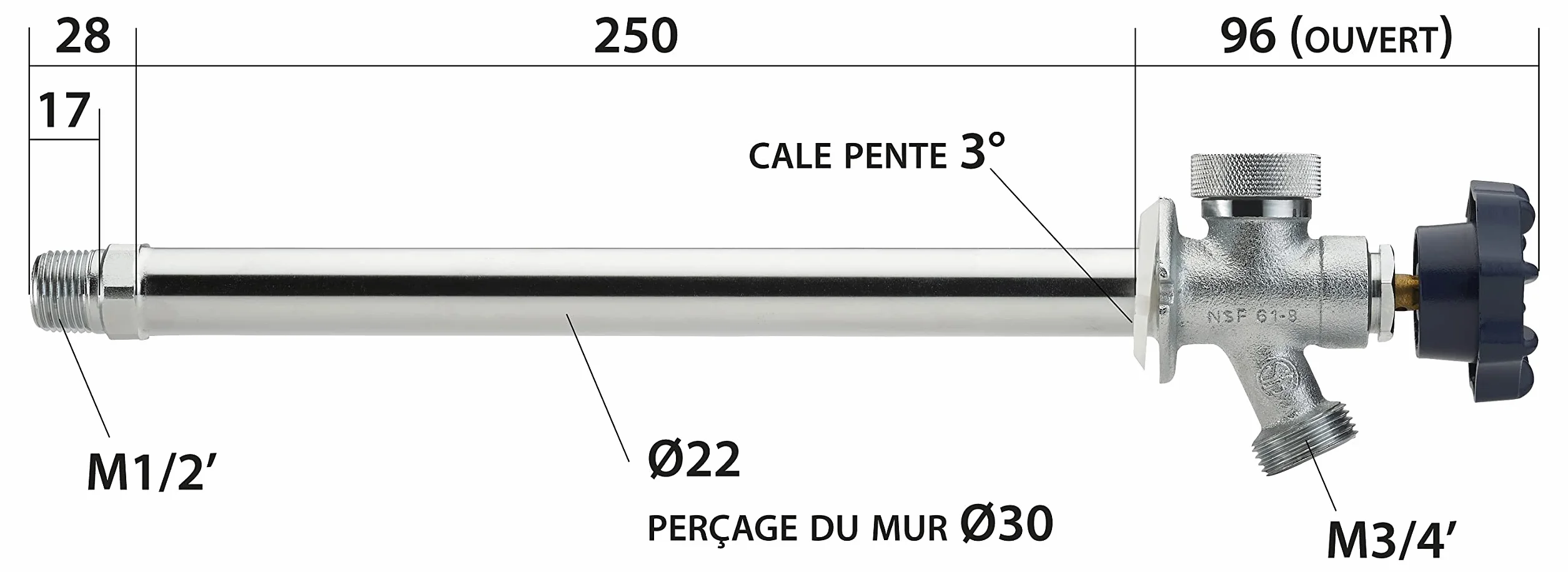 AROZ Robinet Extérieur Incongelable 25 cm
