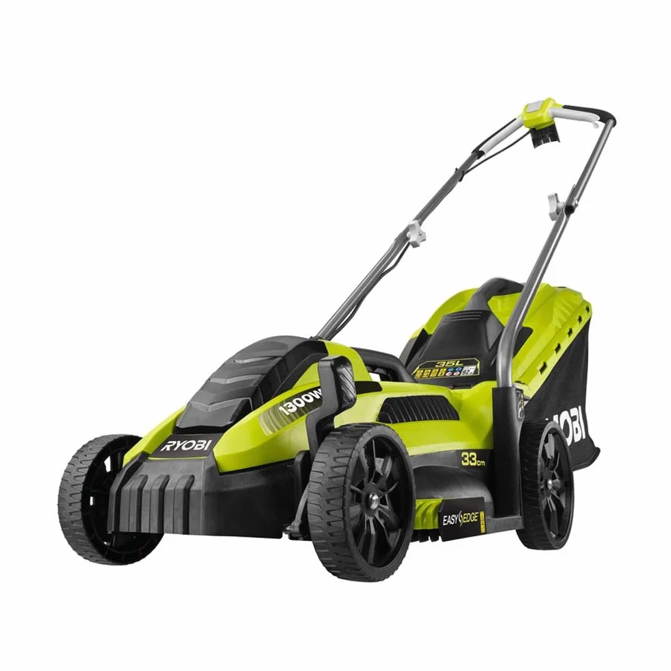 RYOBI Tondeuse électrique 1300W 33cm RLM13E33S Bac 35L Réglage Hauteur 2-en-1 Ramassage Mulching