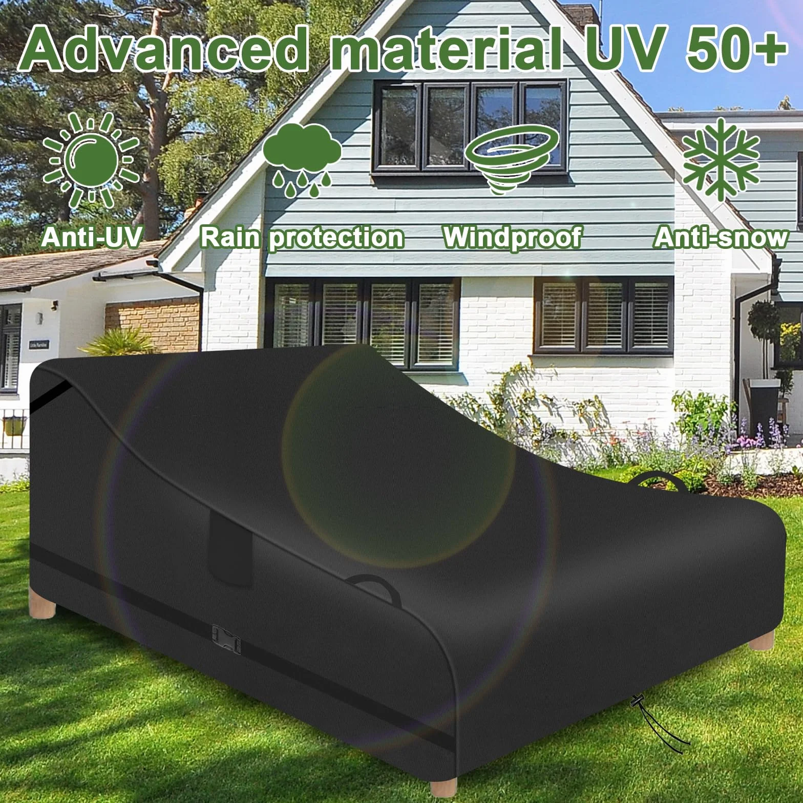 Housse de Protection pour Chaise Longue de Terrasse 210 x 160 x 75 cm Noir Oxford 600D